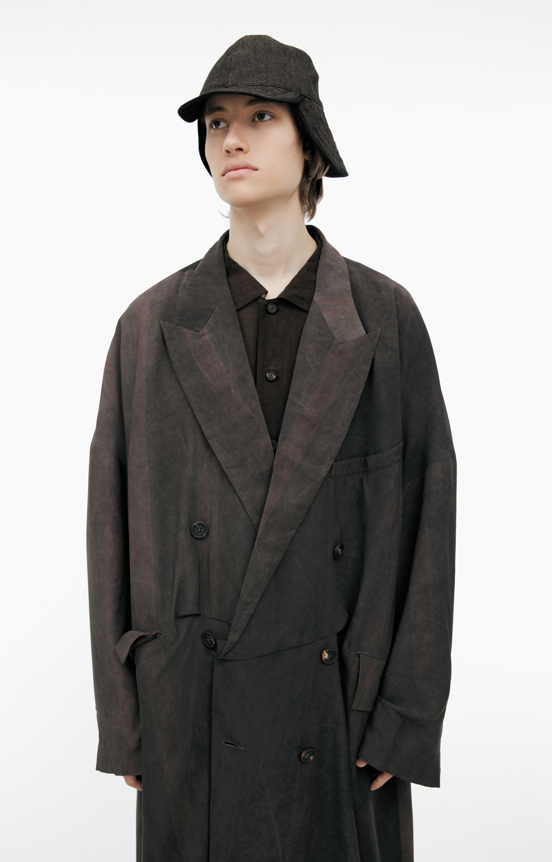 Ziggy Chen Double-breasted striped trench coat