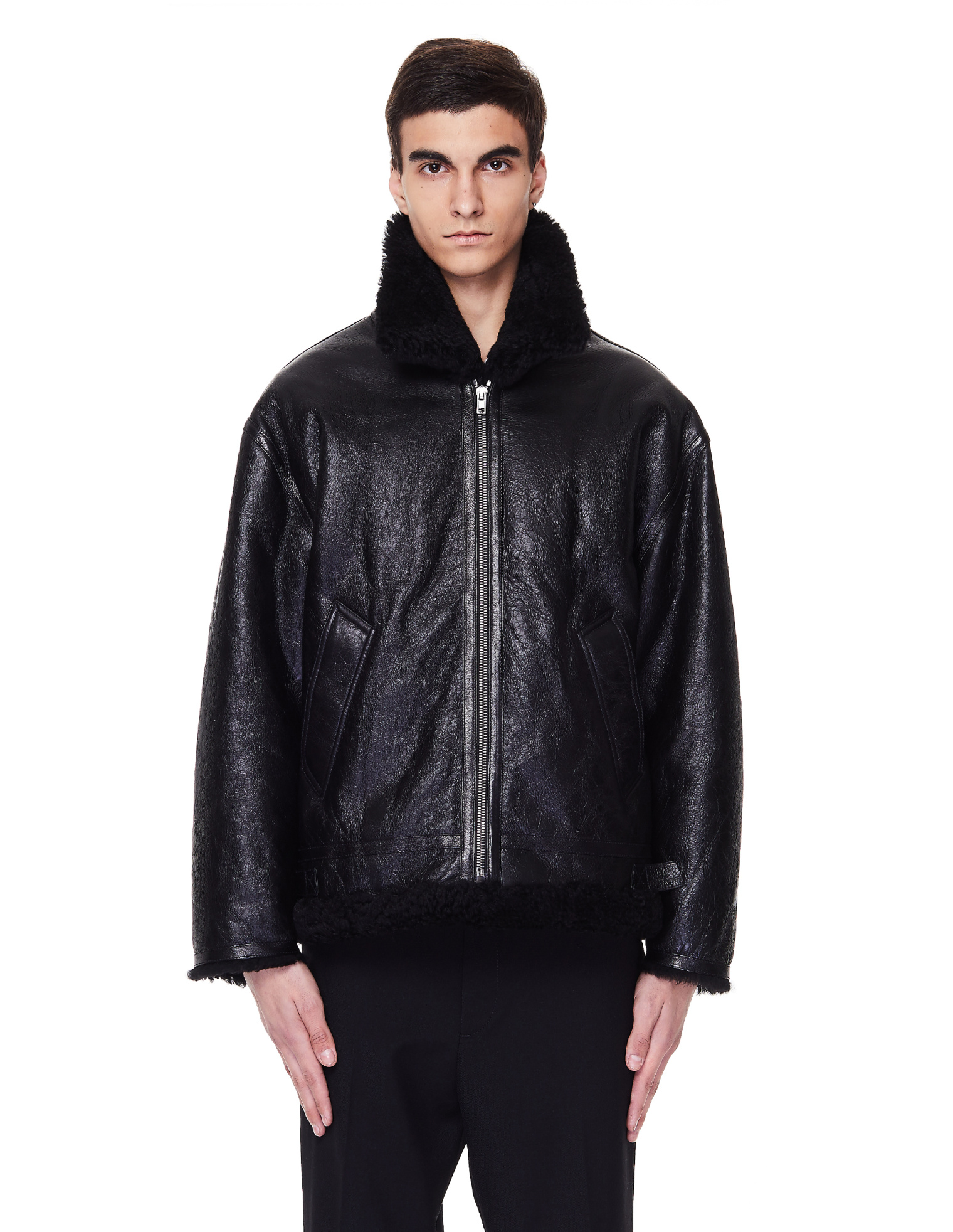 VETEMENTS Black Shearling Anarchy Jacket