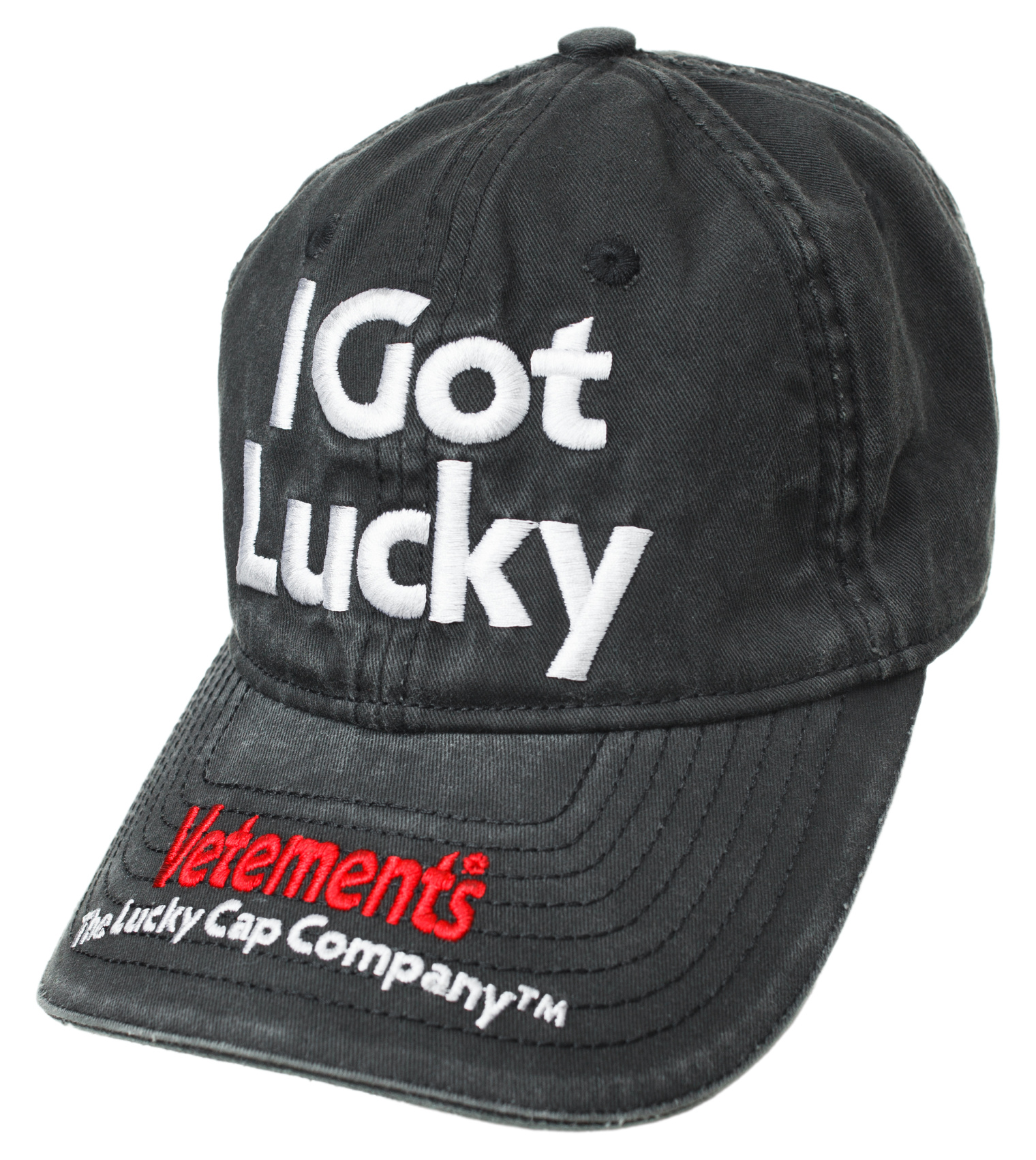 Buy VETEMENTS men grey got lucky embroidered cap for $660 online