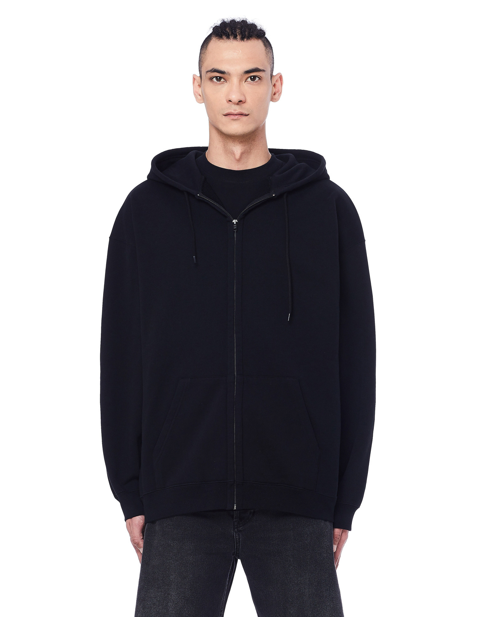 Balenciaga Black Rose Printed Zip-Up Hoodie