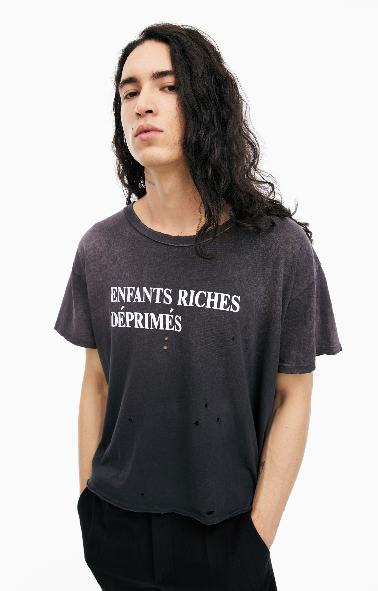 Buy Enfants Riches Déprimés men black logo t-shirt for €855 online
