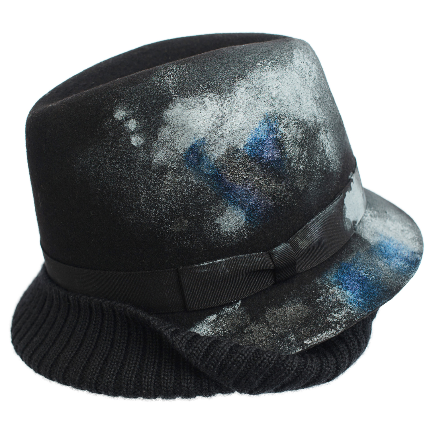 Yohji Yamamoto Black Hat With Paint Marks