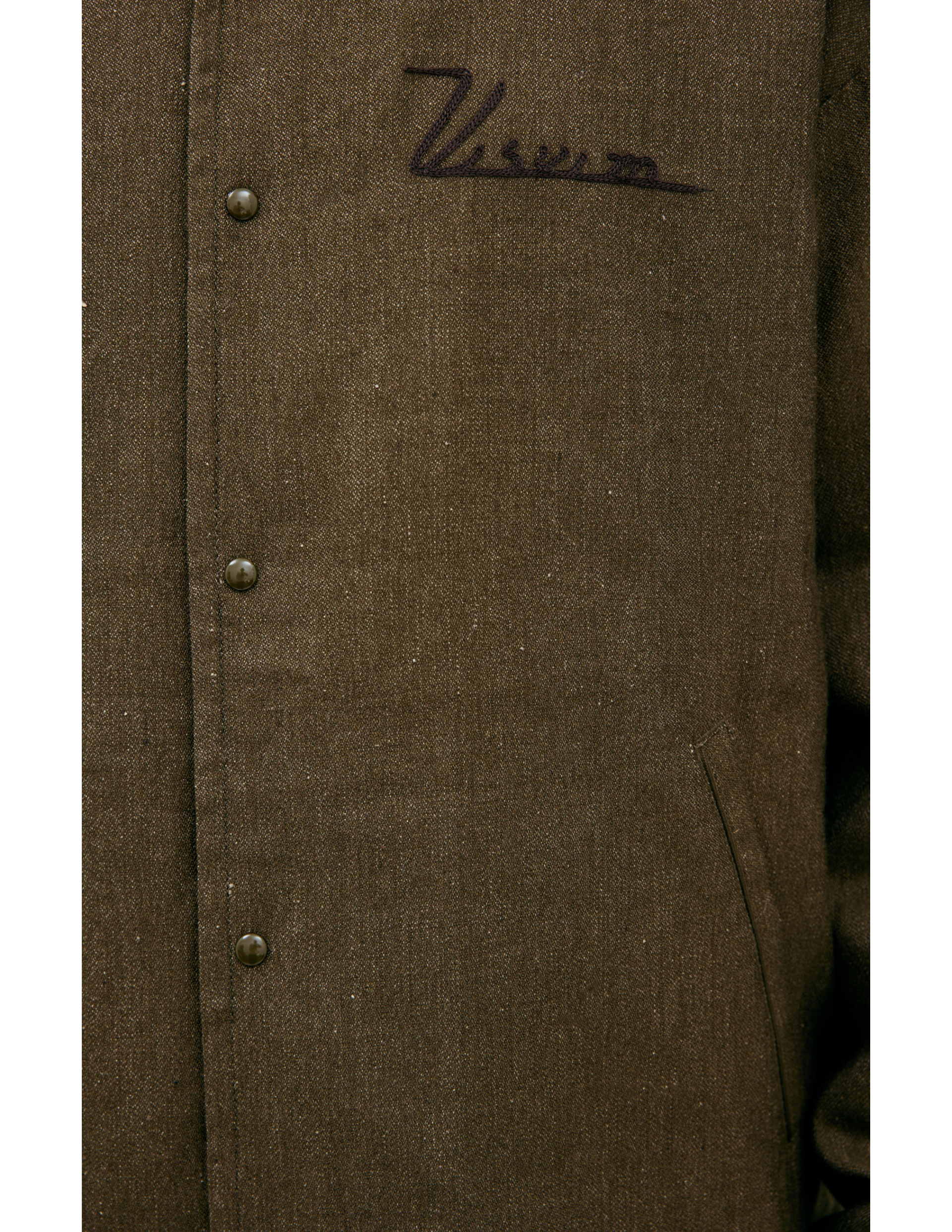 visvim Куртка-0125105013009 бомбер, на кнопках, вышивка лого на груди, шерсть, хаки