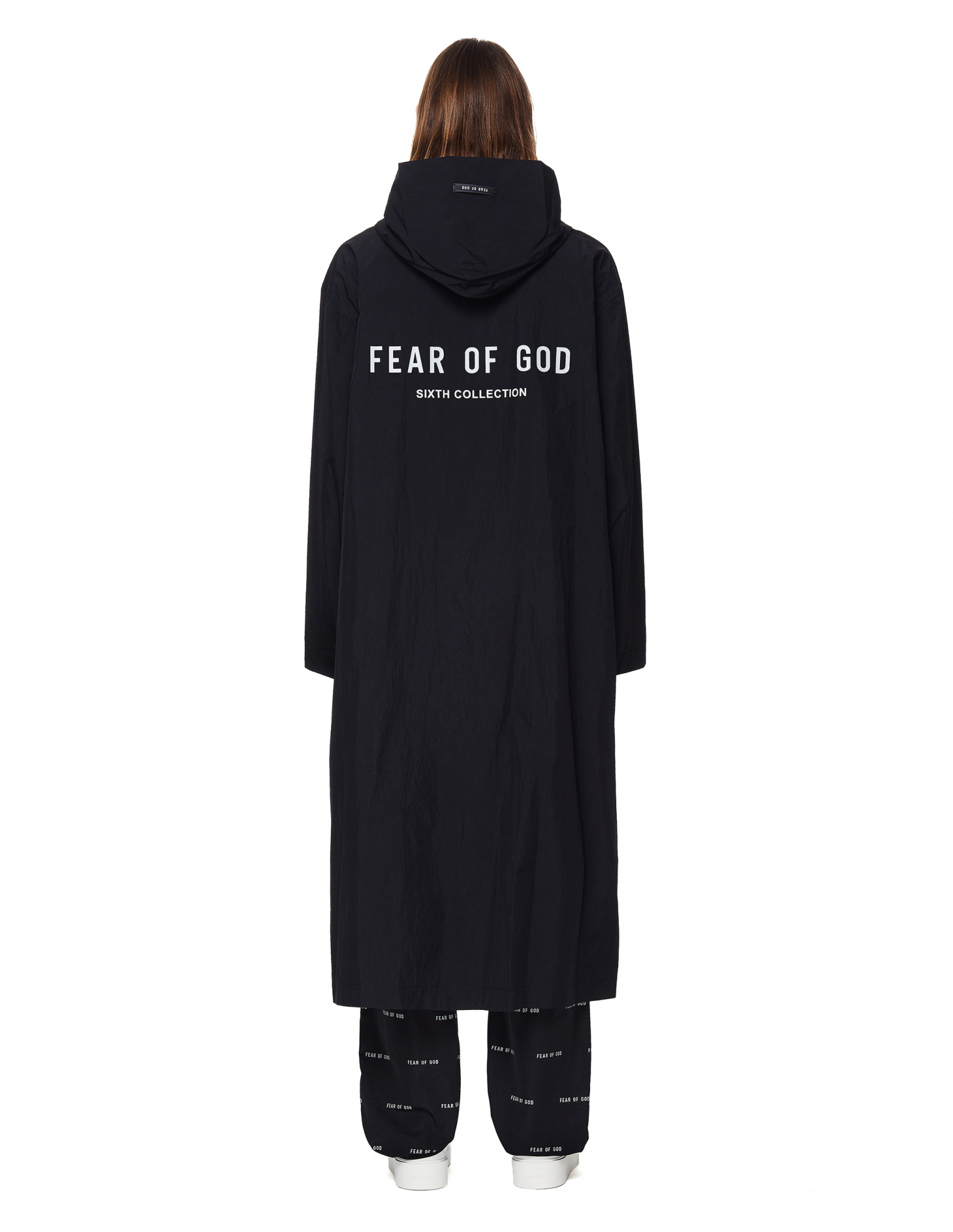 Buy Fear of God men black nylon hooded reflective logo raincoat for $648  online on SV77
