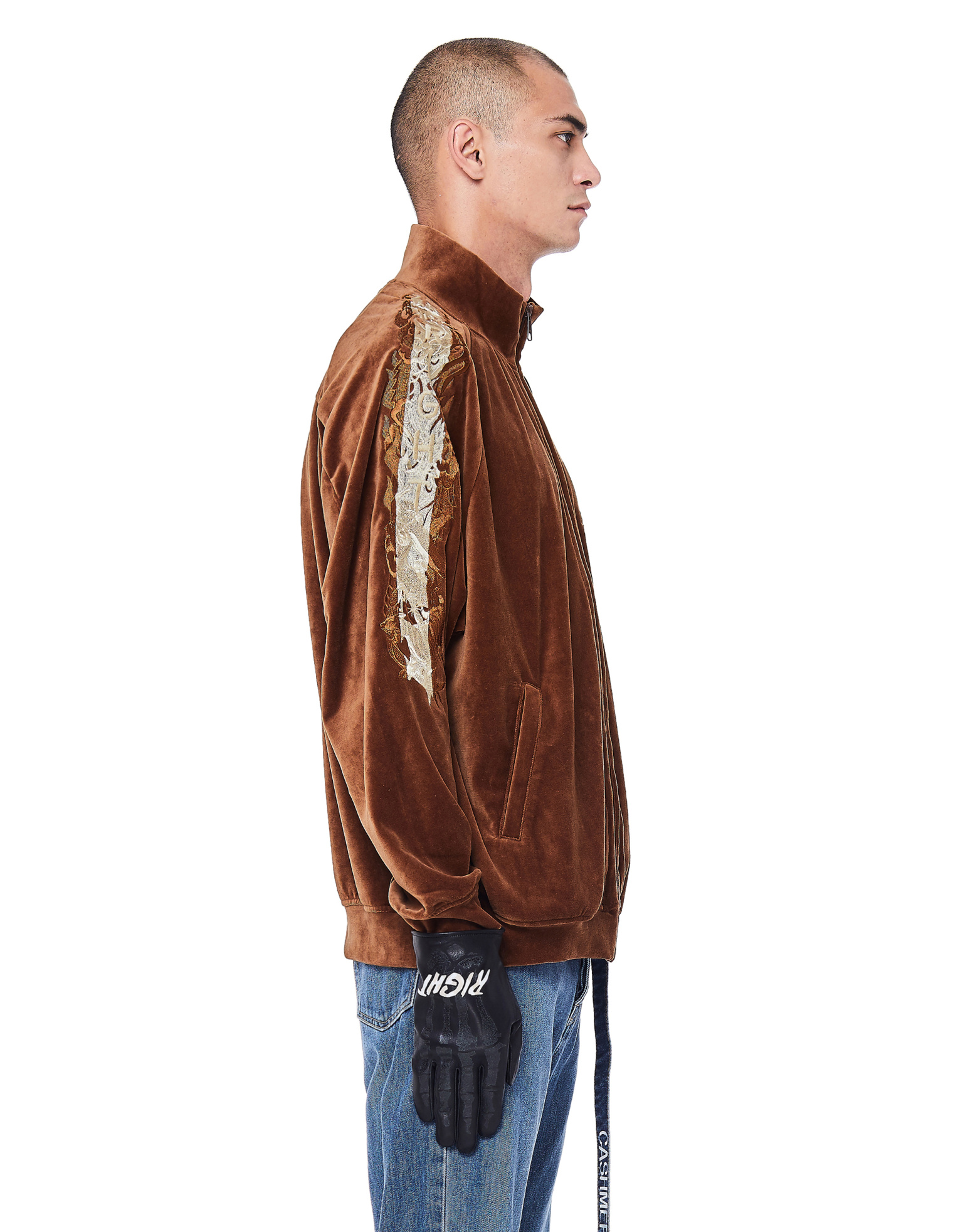 Doublet Brown Embroidered Velour Jacket
