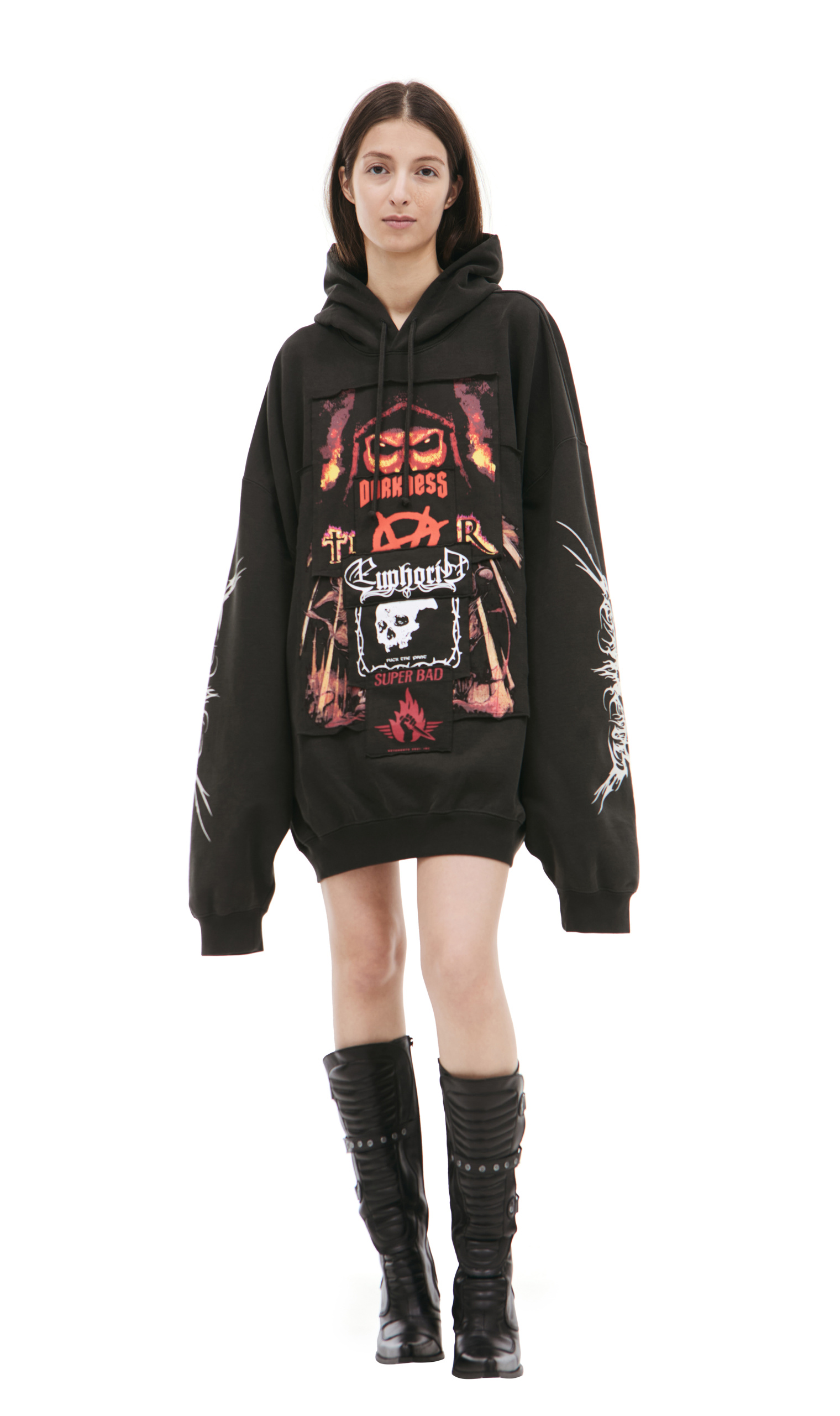 VETEMENTS Black hoodie with patches