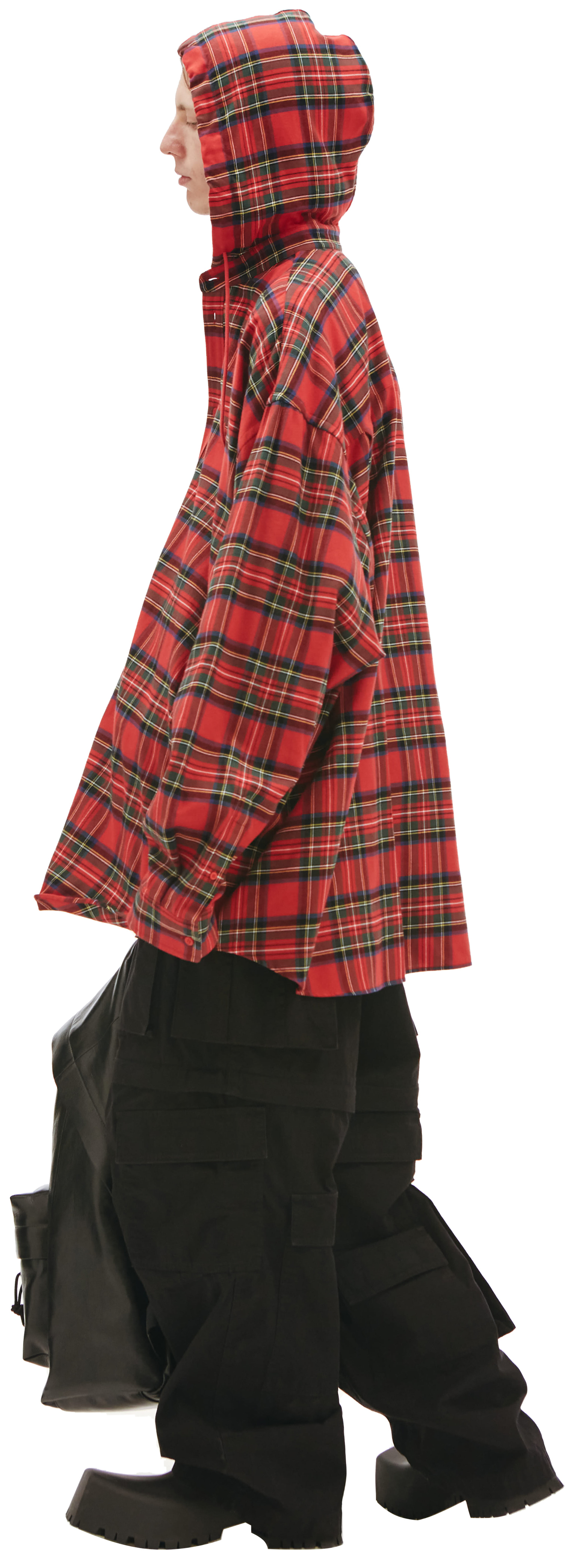 Balenciaga Hooded Flannel Check Shirt