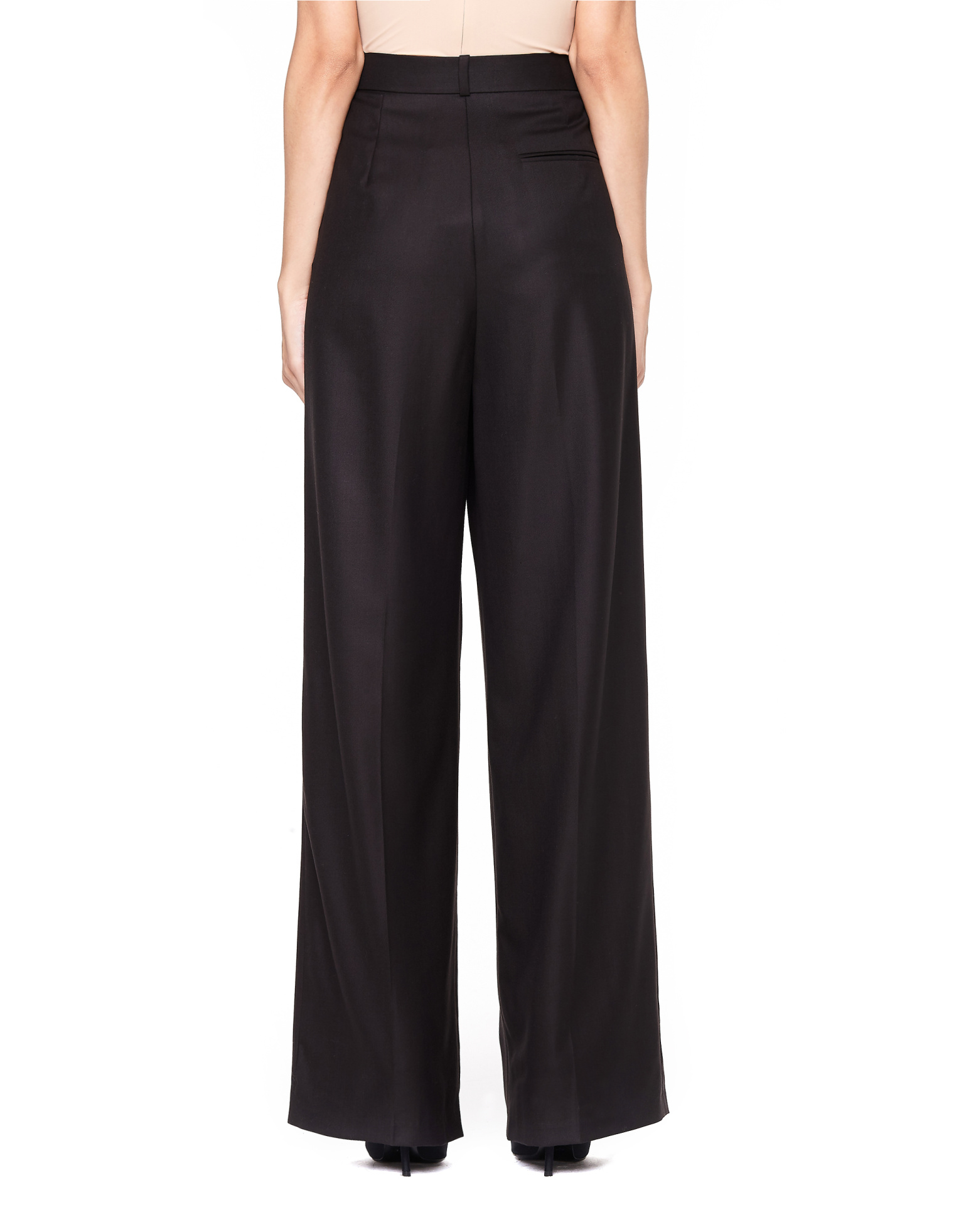 The Row Elin Wide-Leg Brown Wool Pants