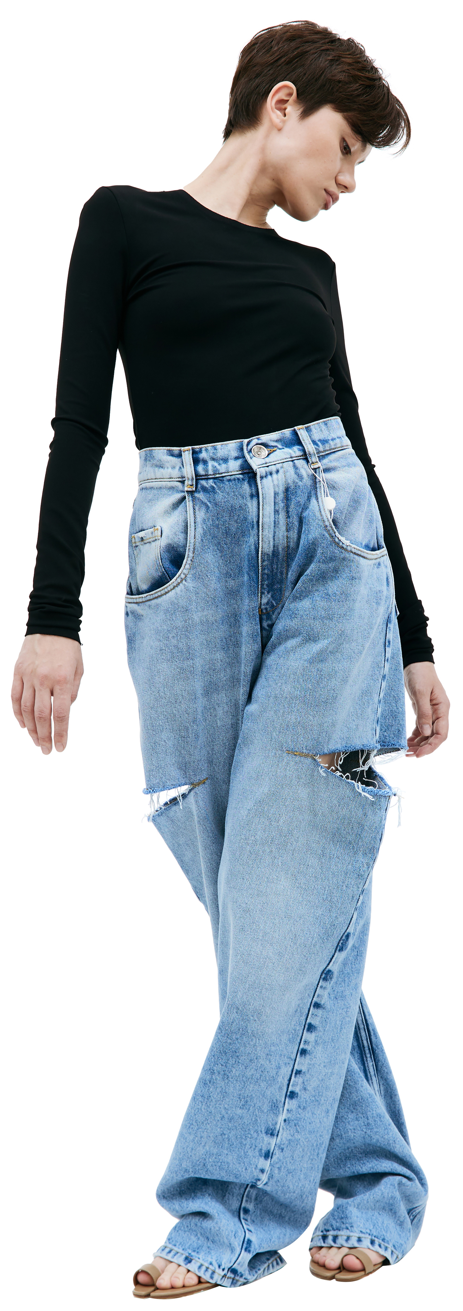 Maison Margiela Широкие джинсы с разрезами
