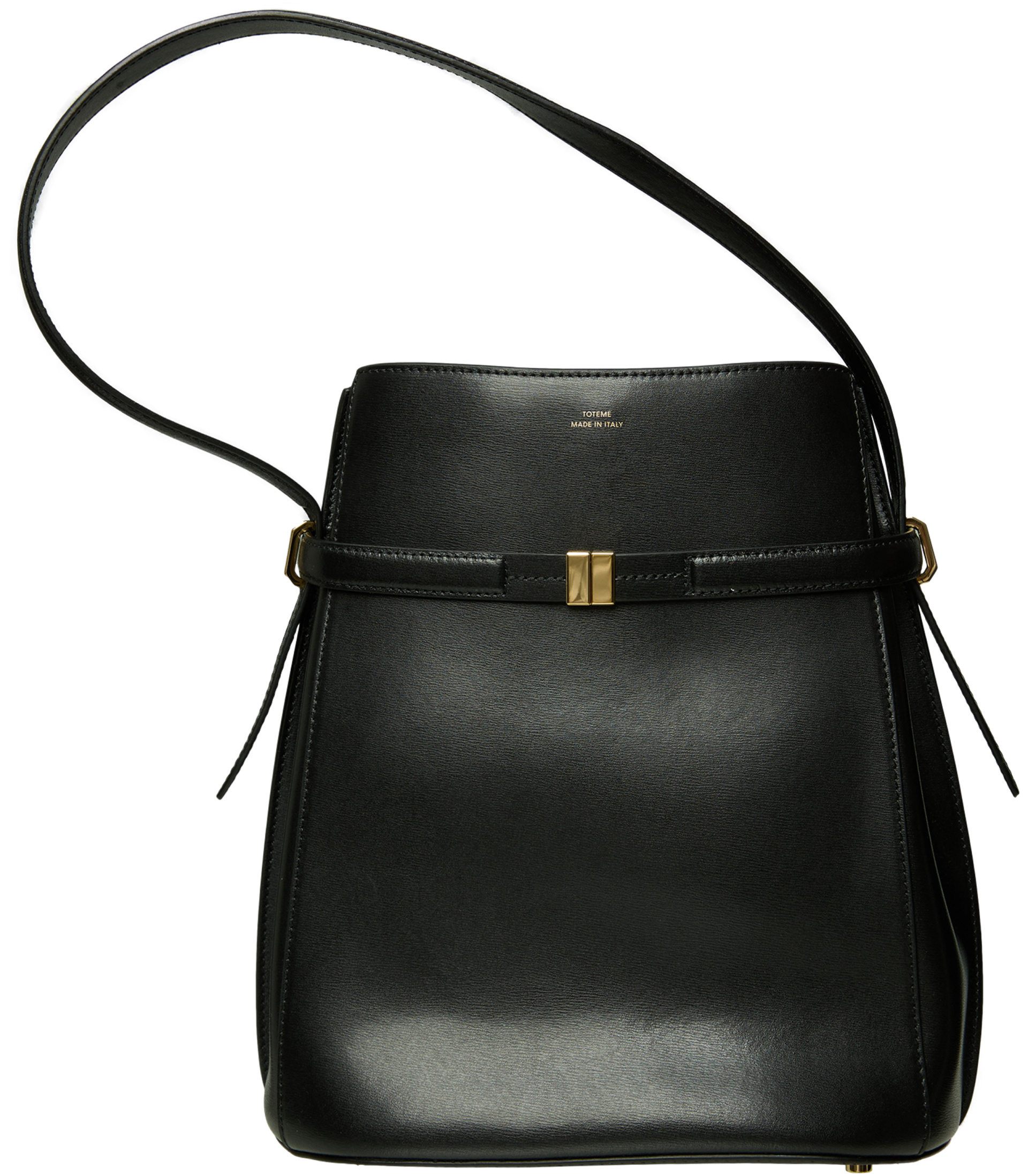 TOTEME Black Belted Leather Bucket Bag