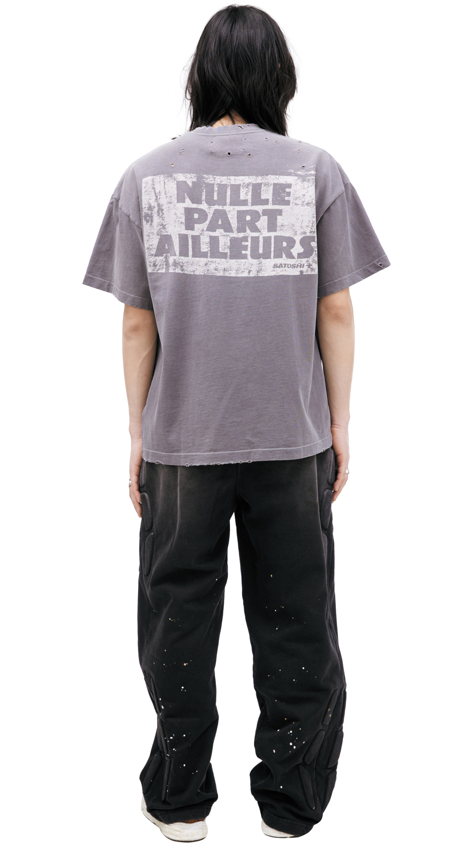 Buy Satoshi Nakamoto men grey grеy print t-shirt for $530 online