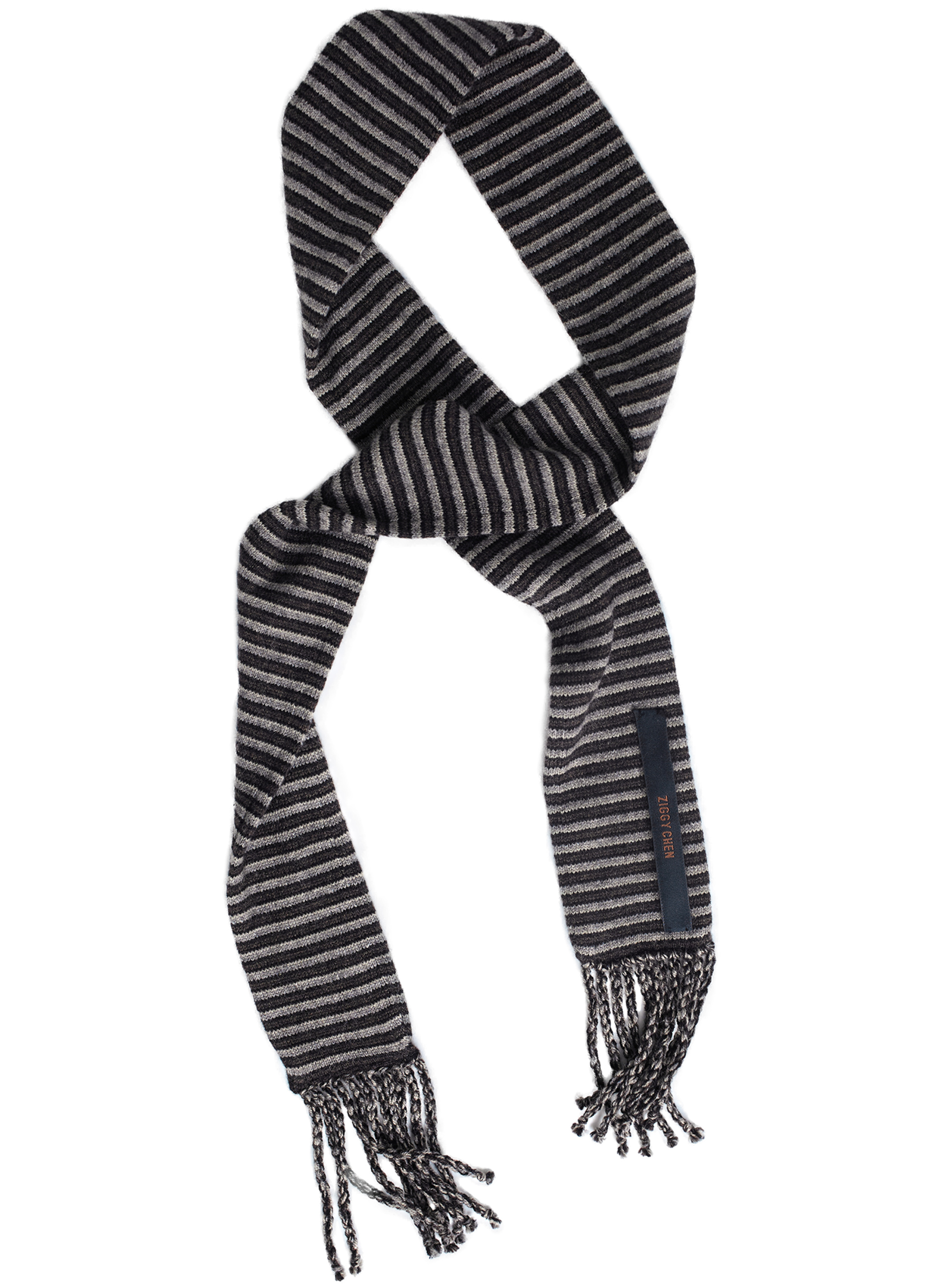 Ziggy Chen Cashmere scarf with a textured stripe