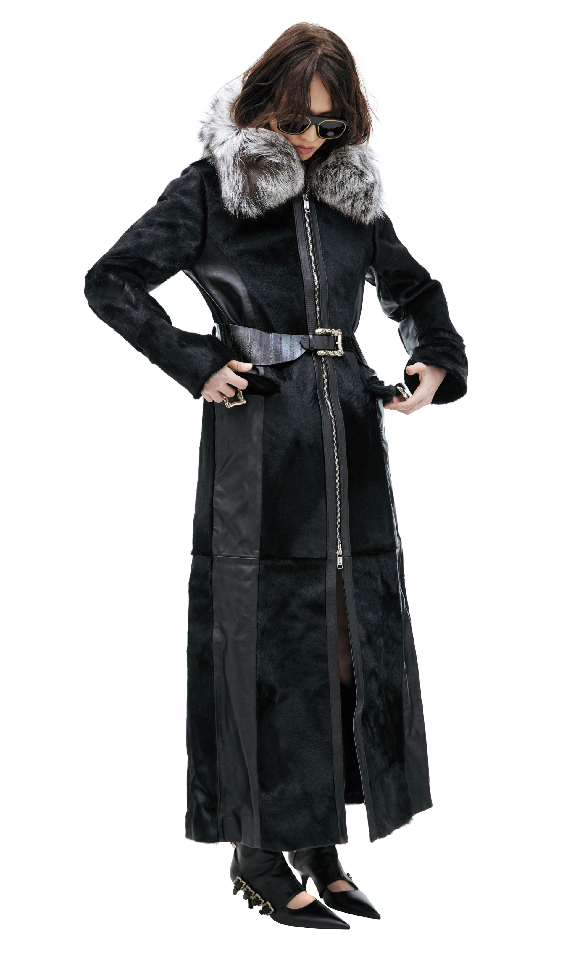 Enfants Riches Déprimés Leather coat with fur