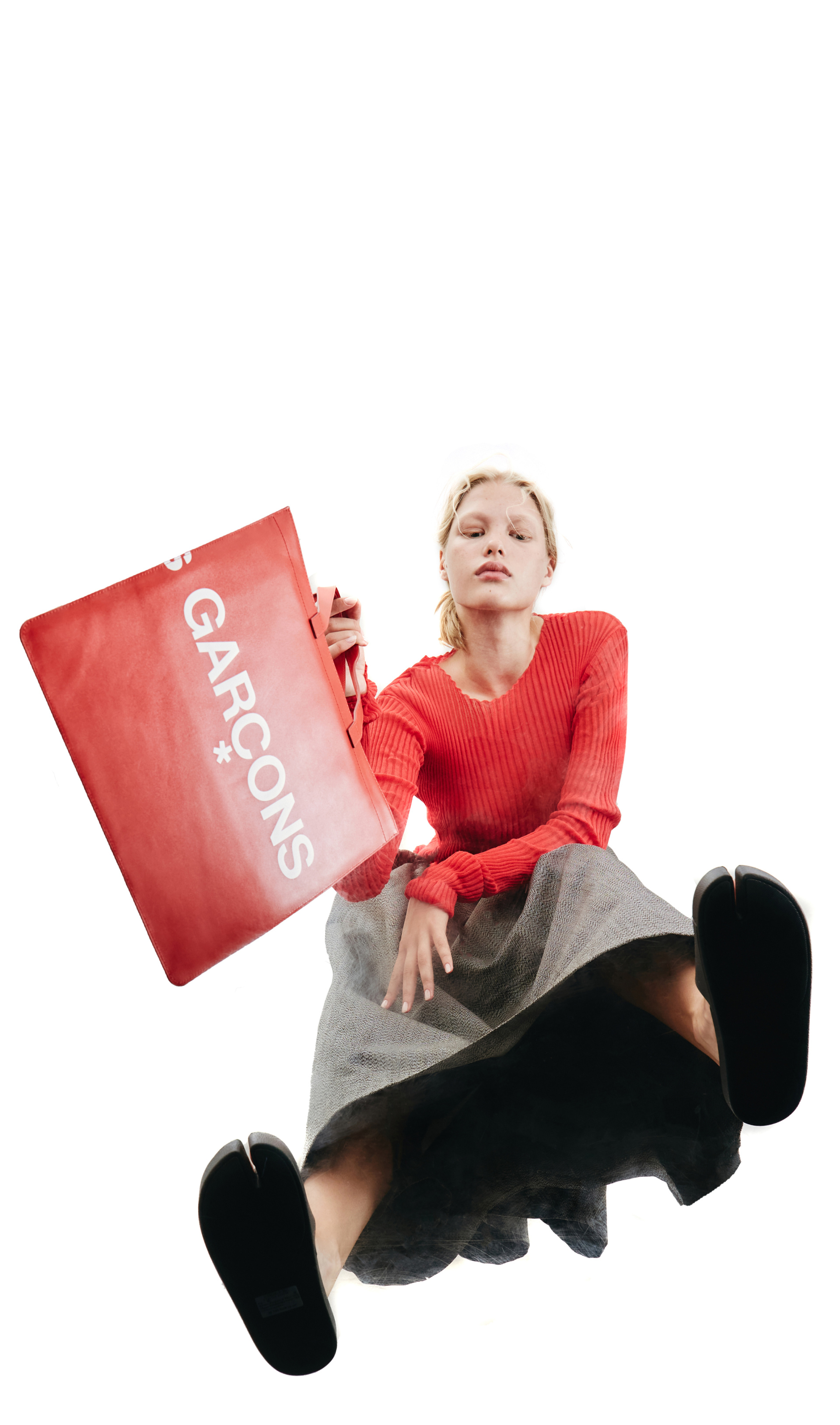 Comme des Garcons Wallets Red Leather Shopper Bag