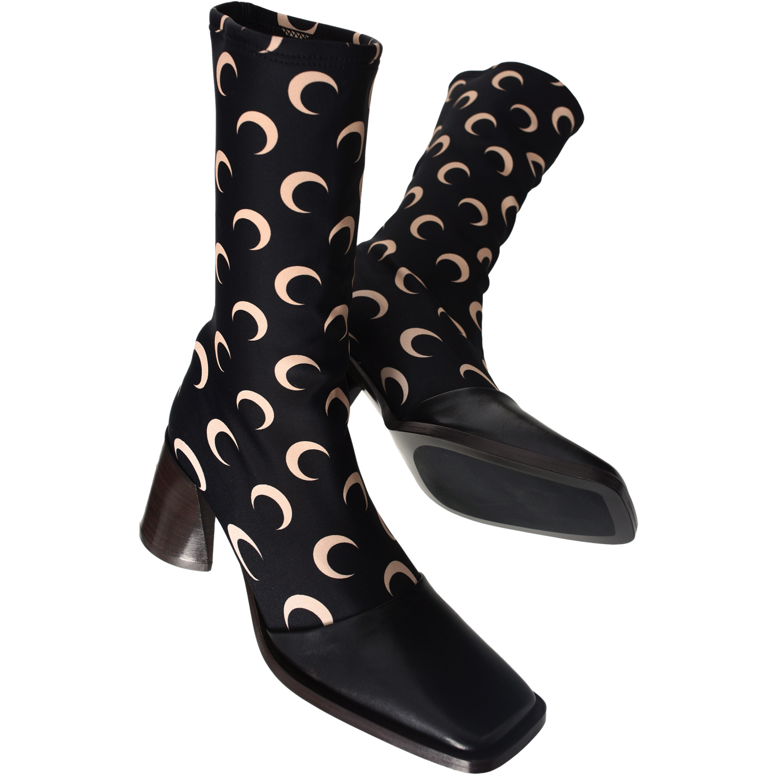 MARINE SERRE Black All Over Moon ankle boots