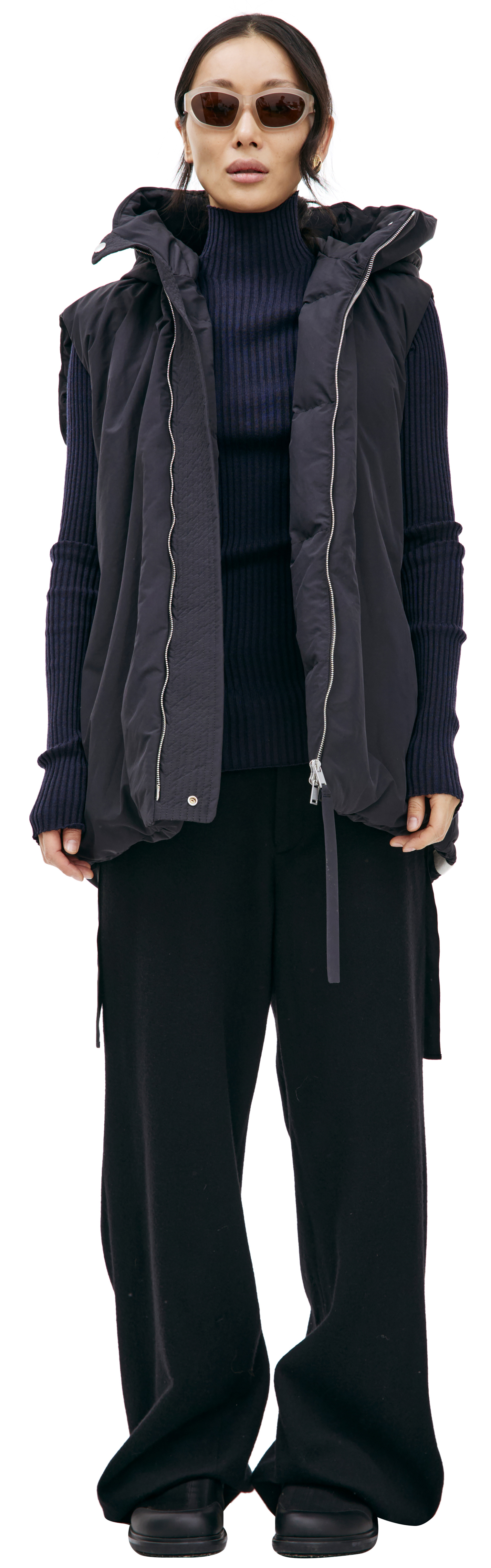 Jil Sander Navy blue hooded vest