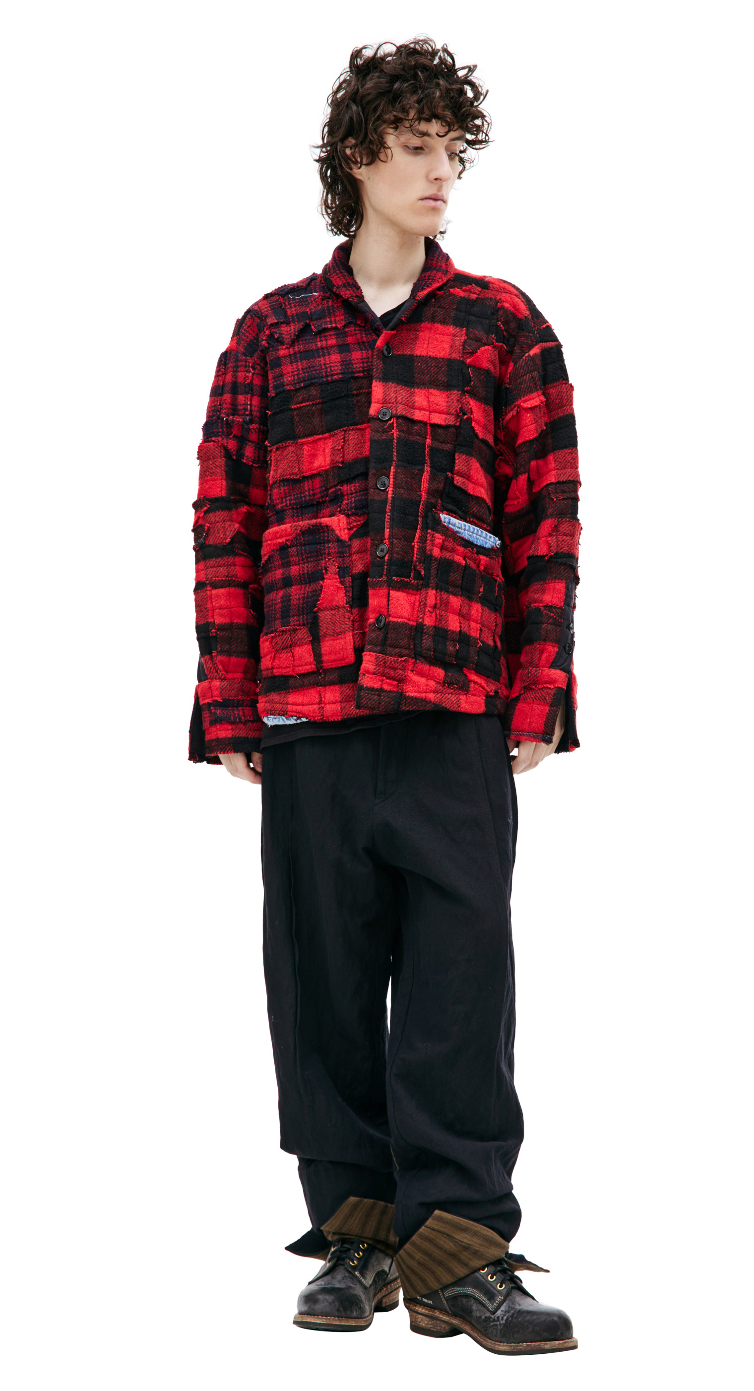 Greg Lauren Wool checkered shirt