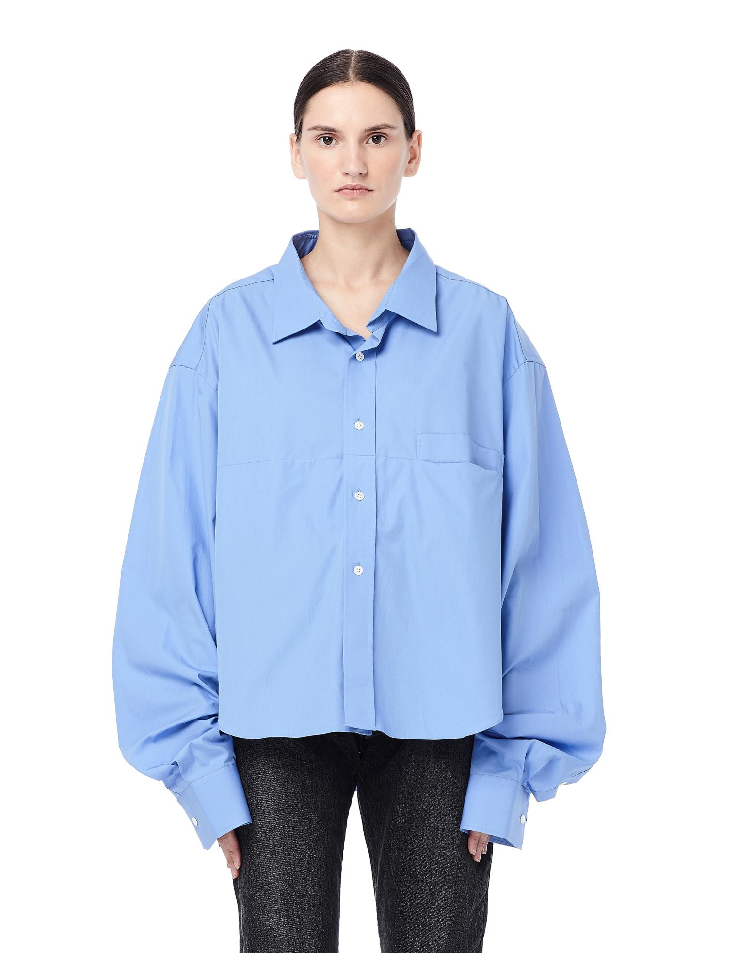 VETEMENTS Укороченная рубашка из голубого хлопка