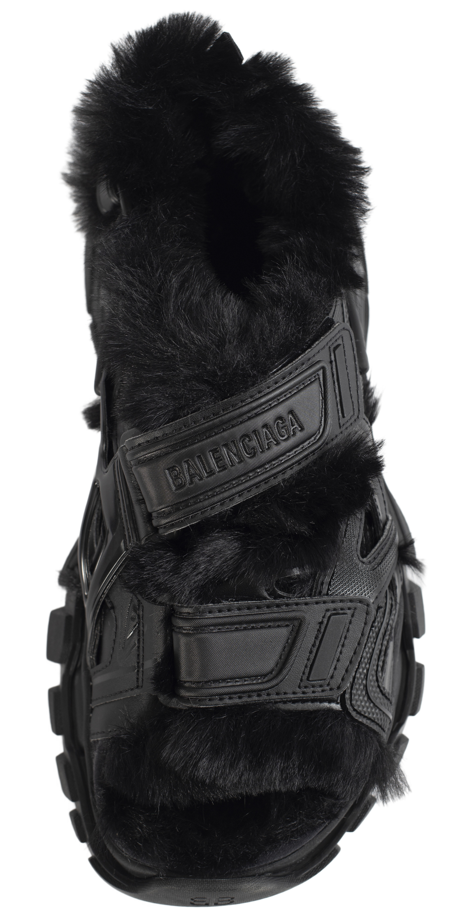 Balenciaga Track sandal fake fur in black