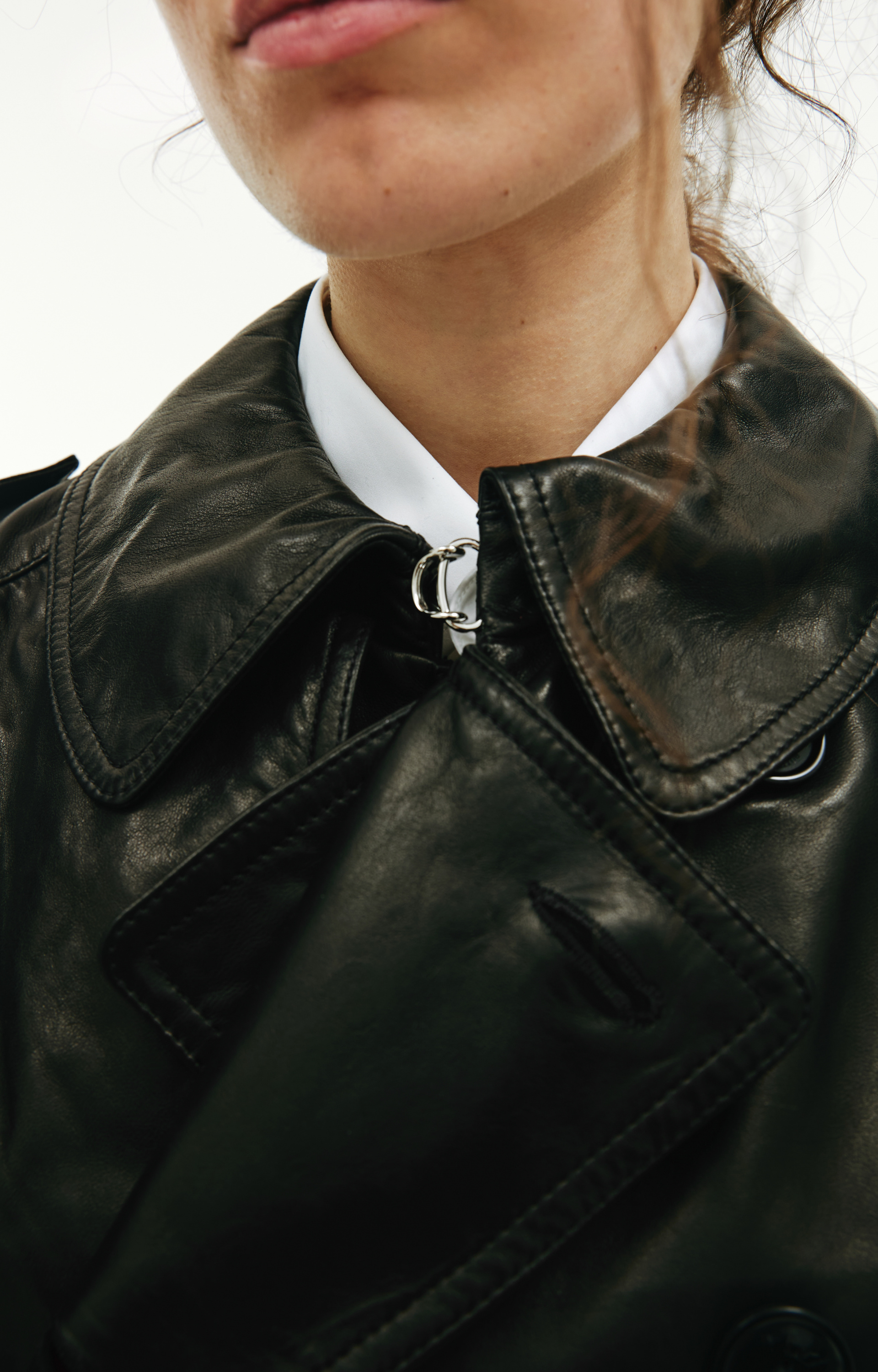 VETEMENTS Black leather trench coat