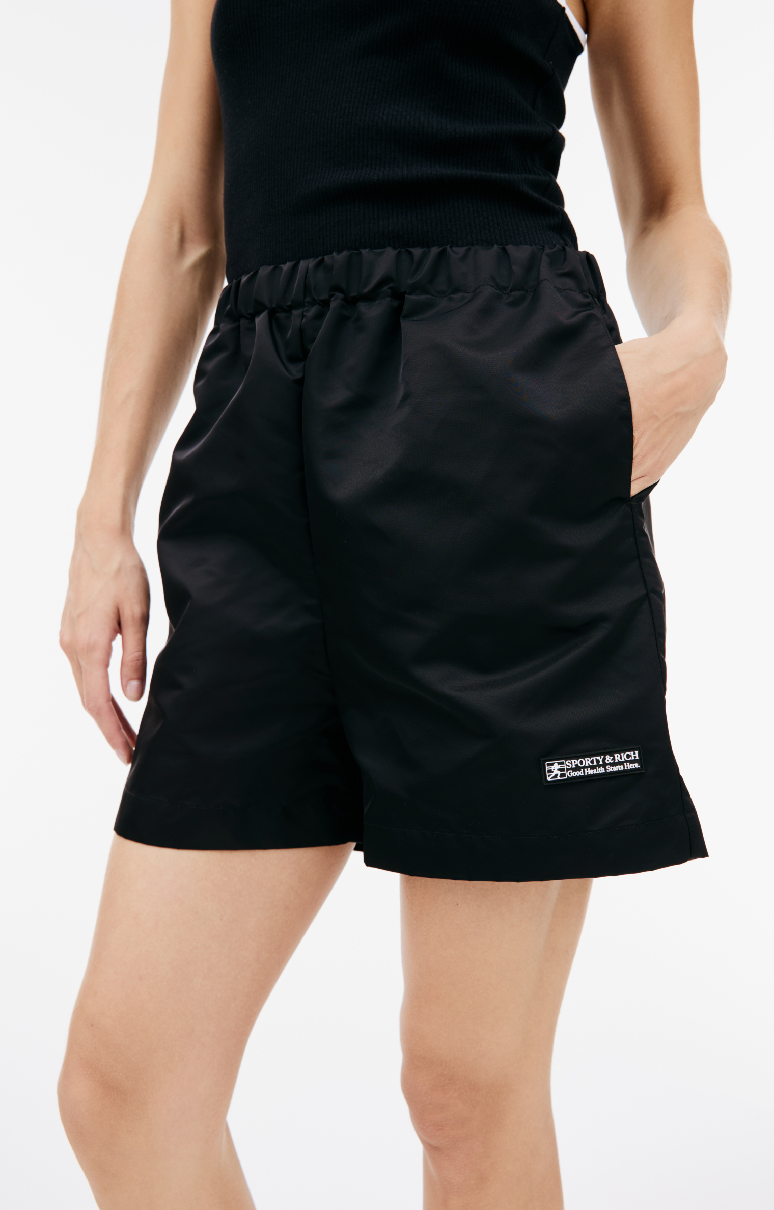 SPORTY & RICH Black nylon shorts