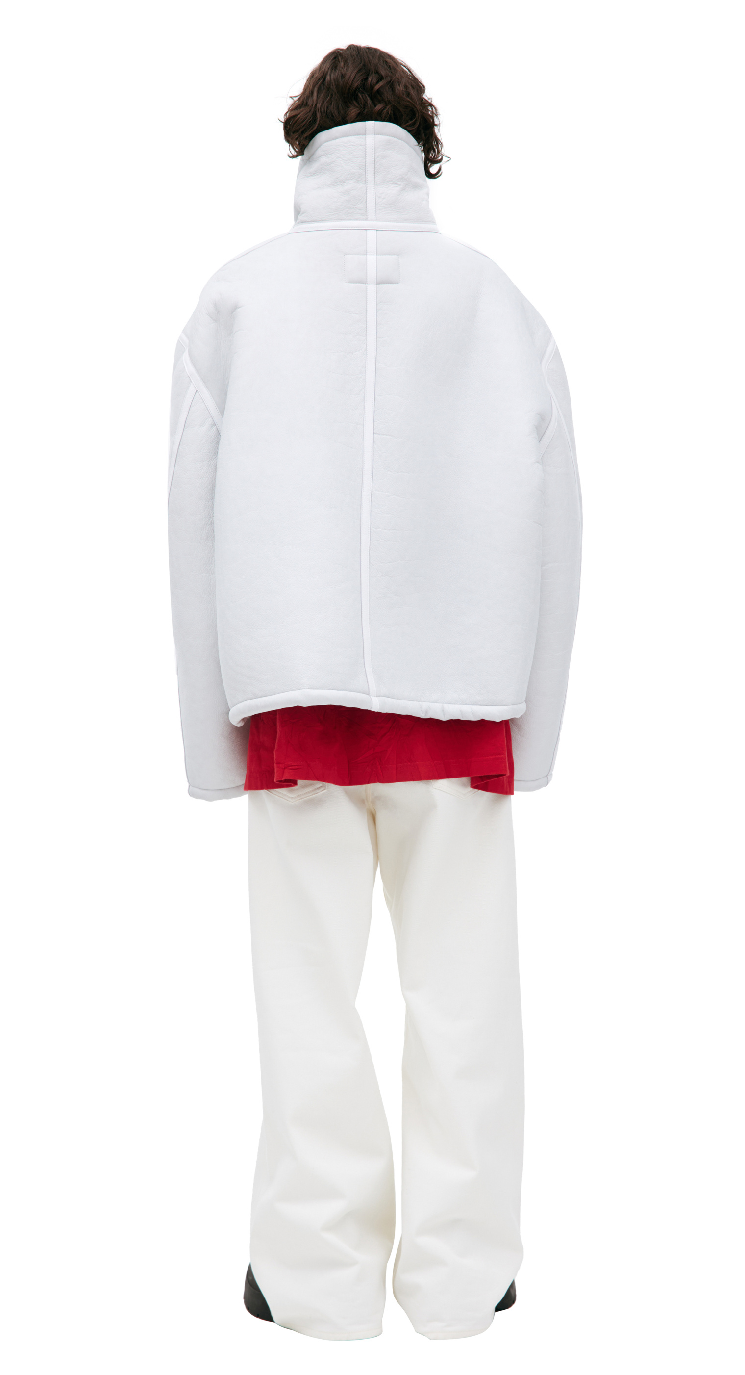 Balenciaga White leather sheepskin coat