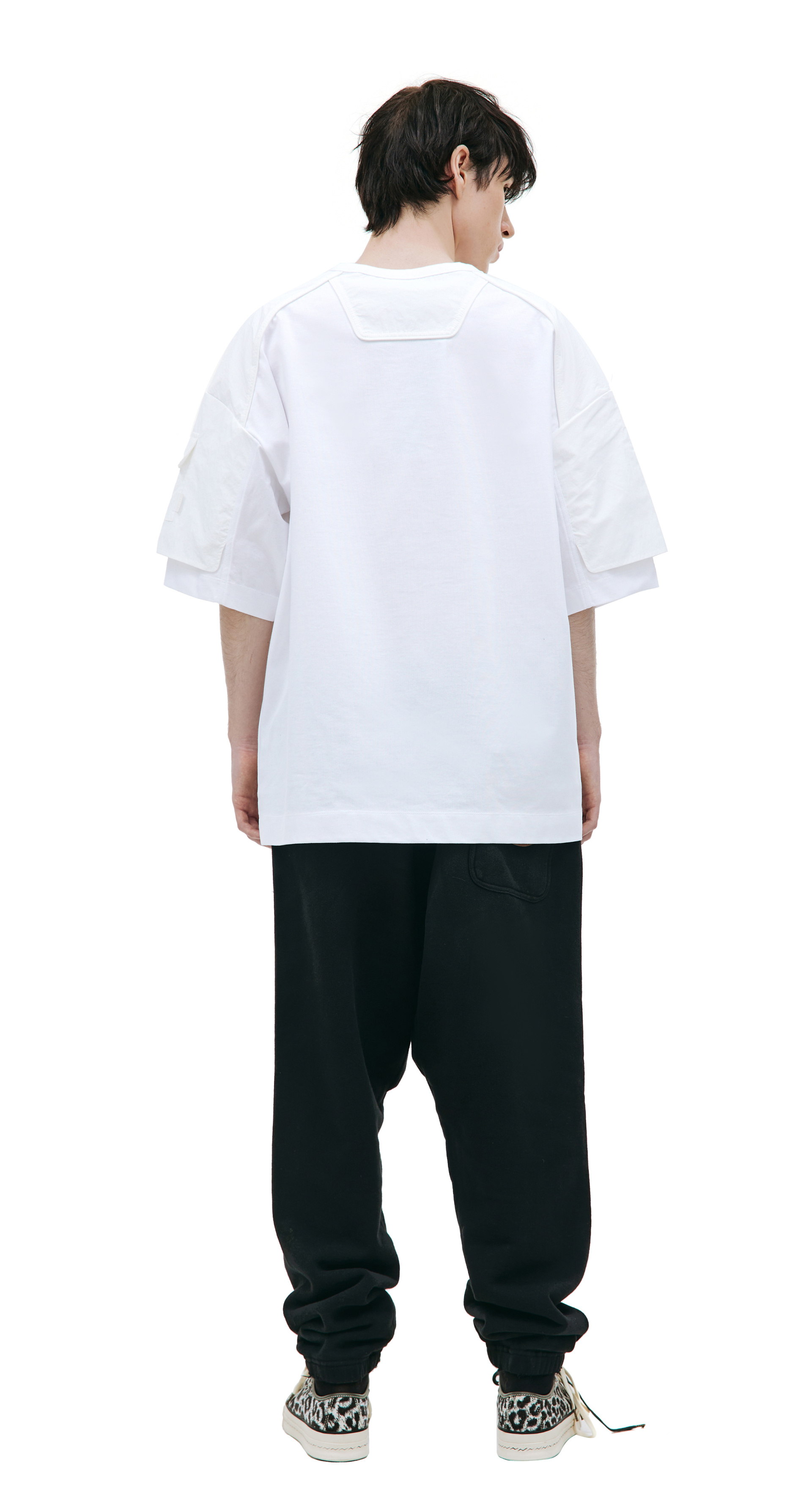 Juun.J Сontrast-sleeve embroidered t-shirt