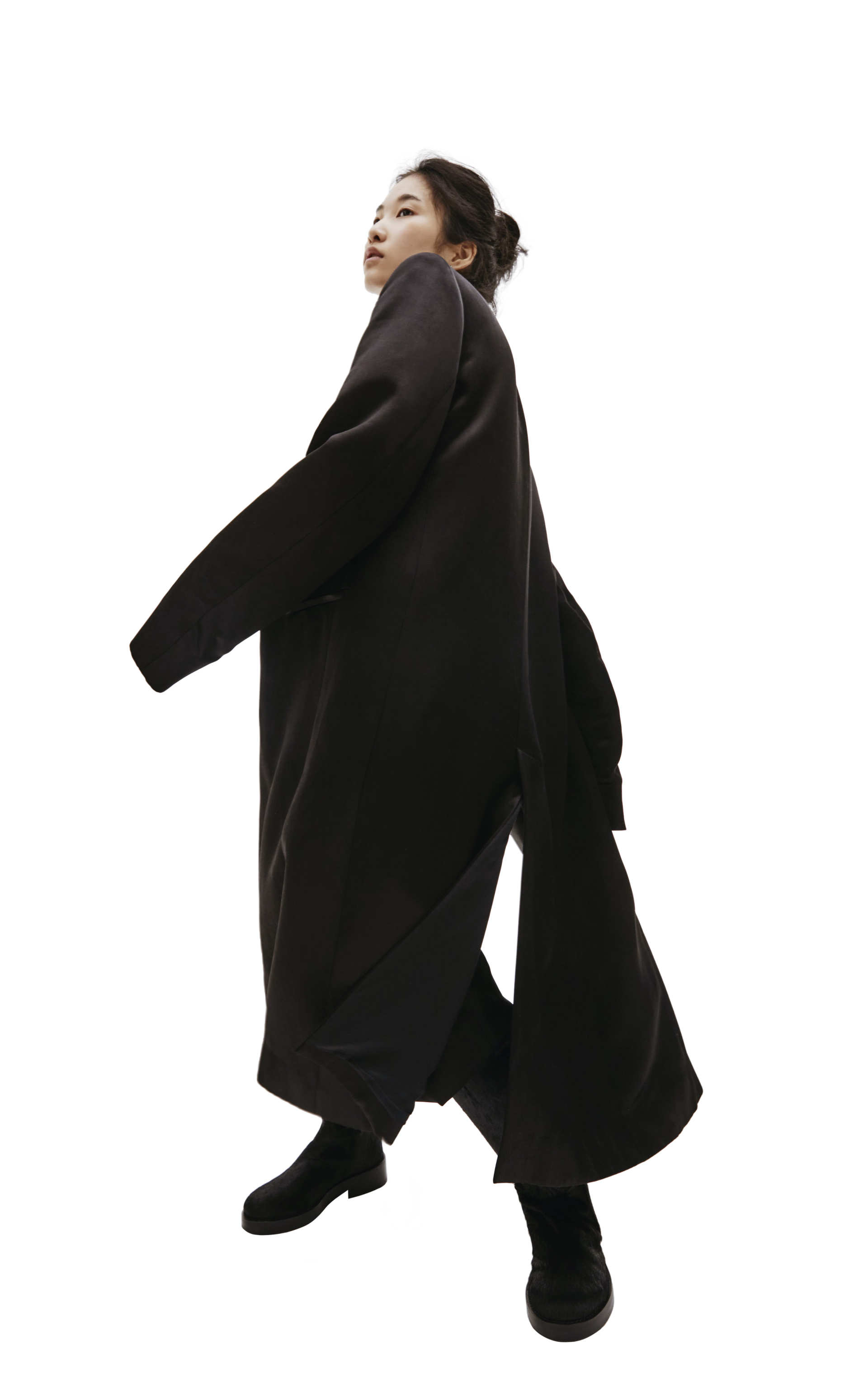 Ann Demeulemeester Black Satin Coat