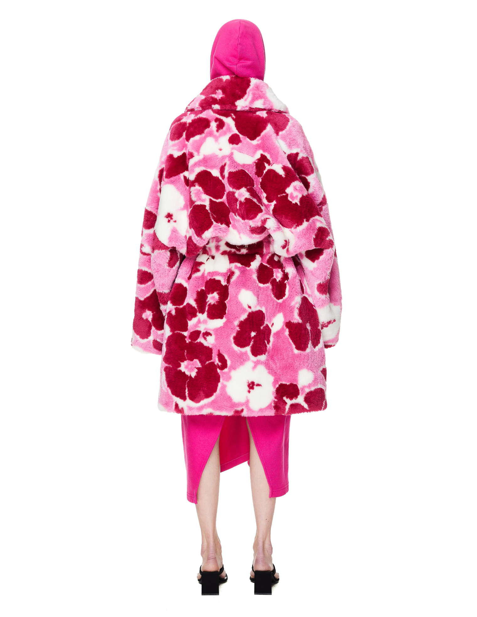 Balenciaga Pink Faux Fur Cocoon Coat