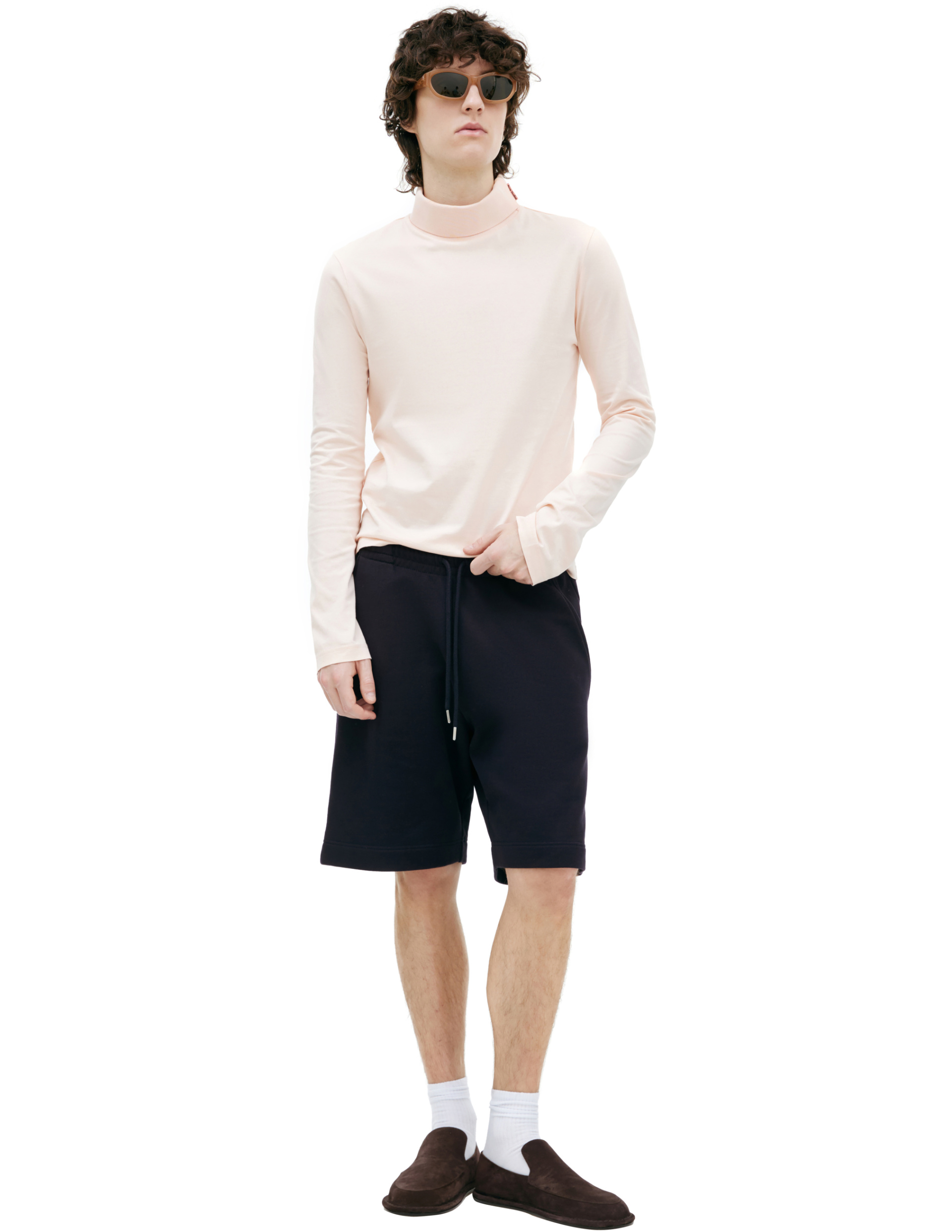 Dries Van Noten Шорты-231-021108-6610-509 футер, на кулиске, наклад карман сзади, т-синие