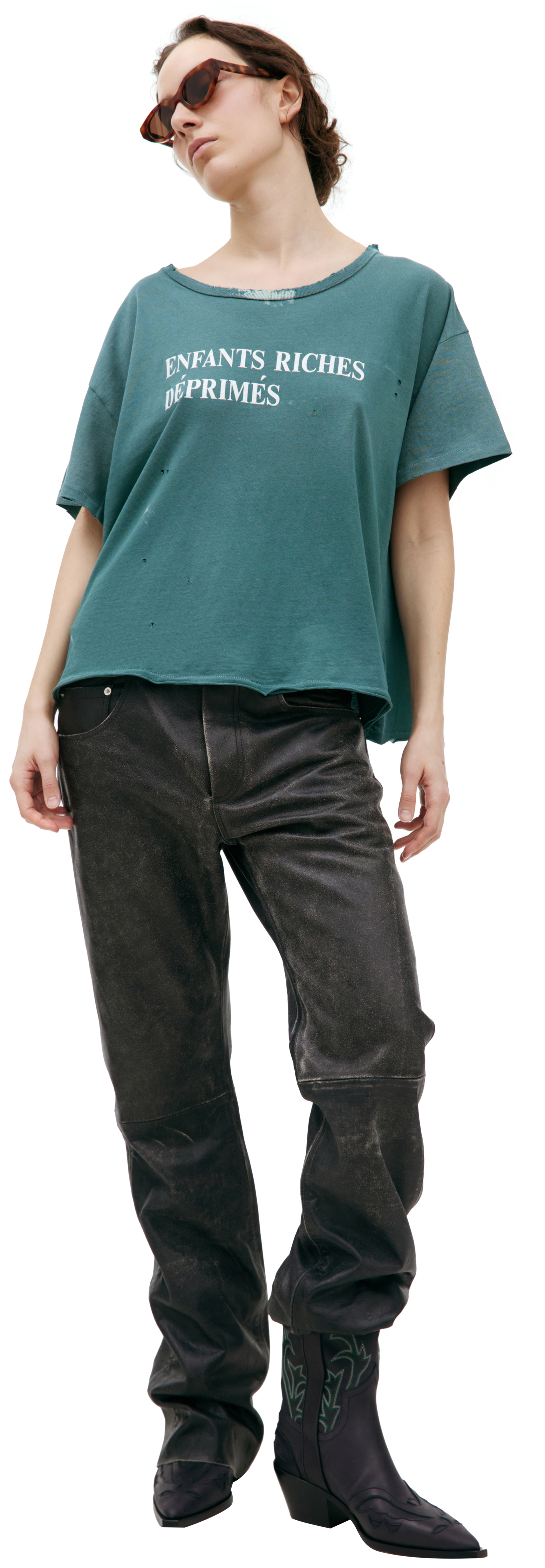 Enfants Riches Déprimés Ripped paint effect t-shirt