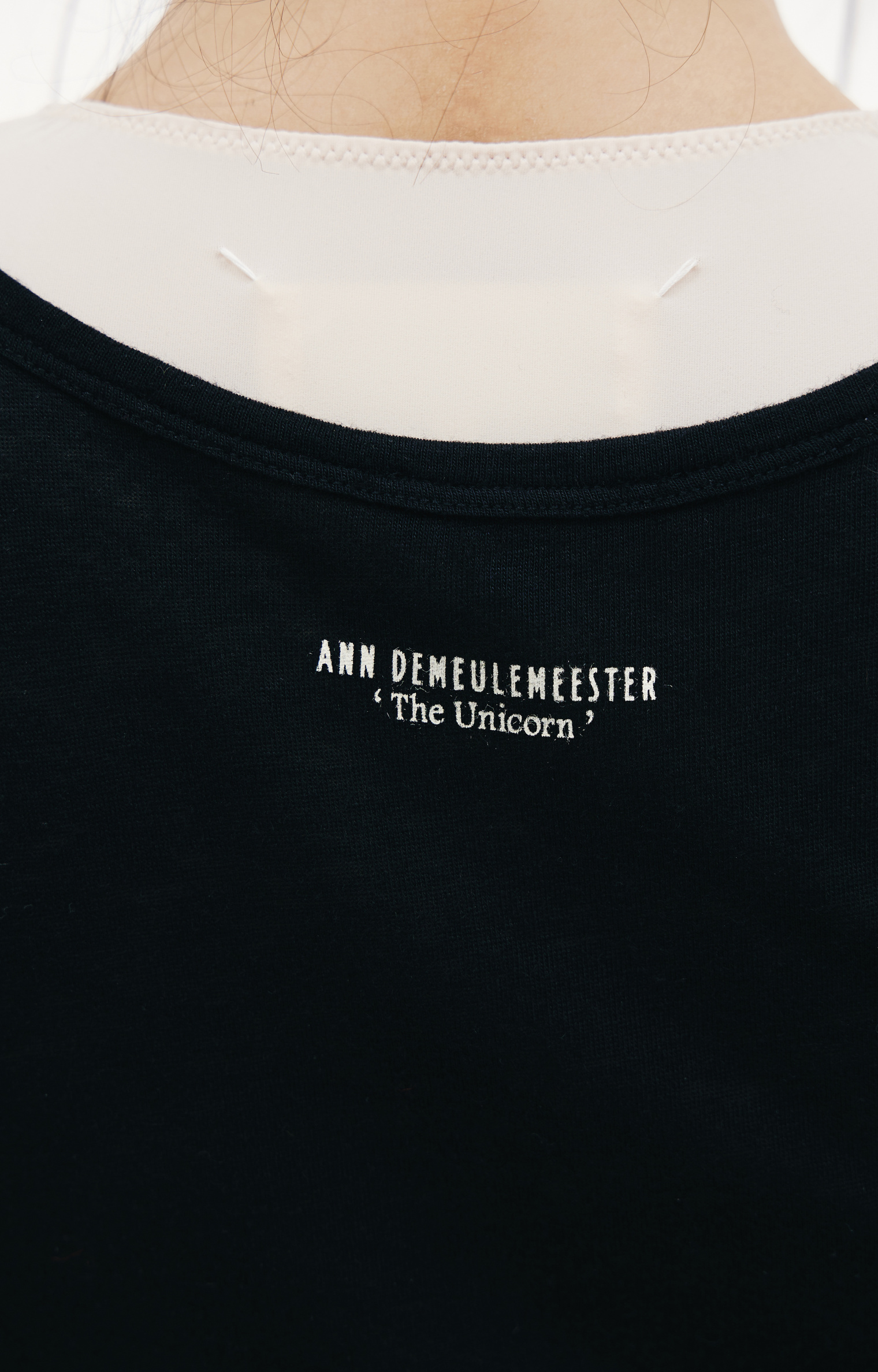 Ann Demeulemeester Black Viscose Logo Tank Top