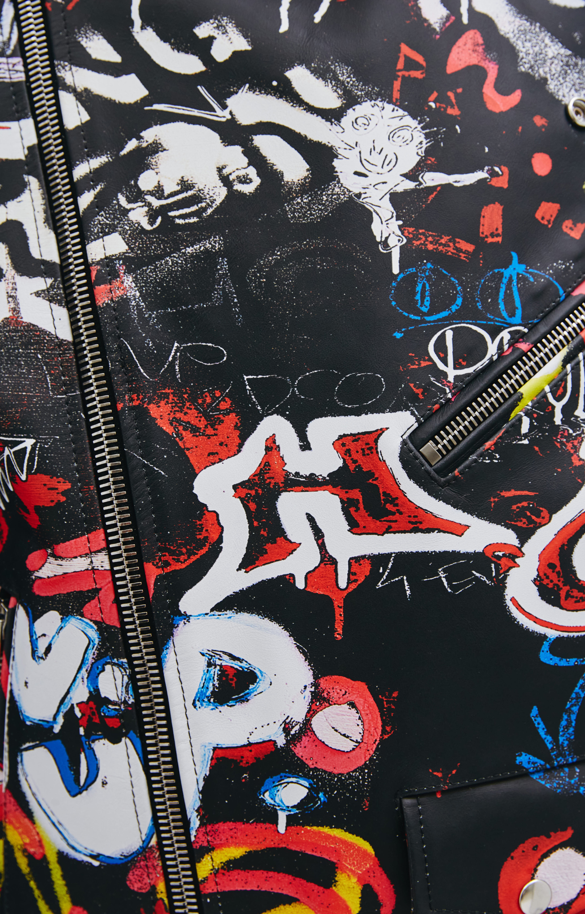 VETEMENTS Graffiti printed leather jacket