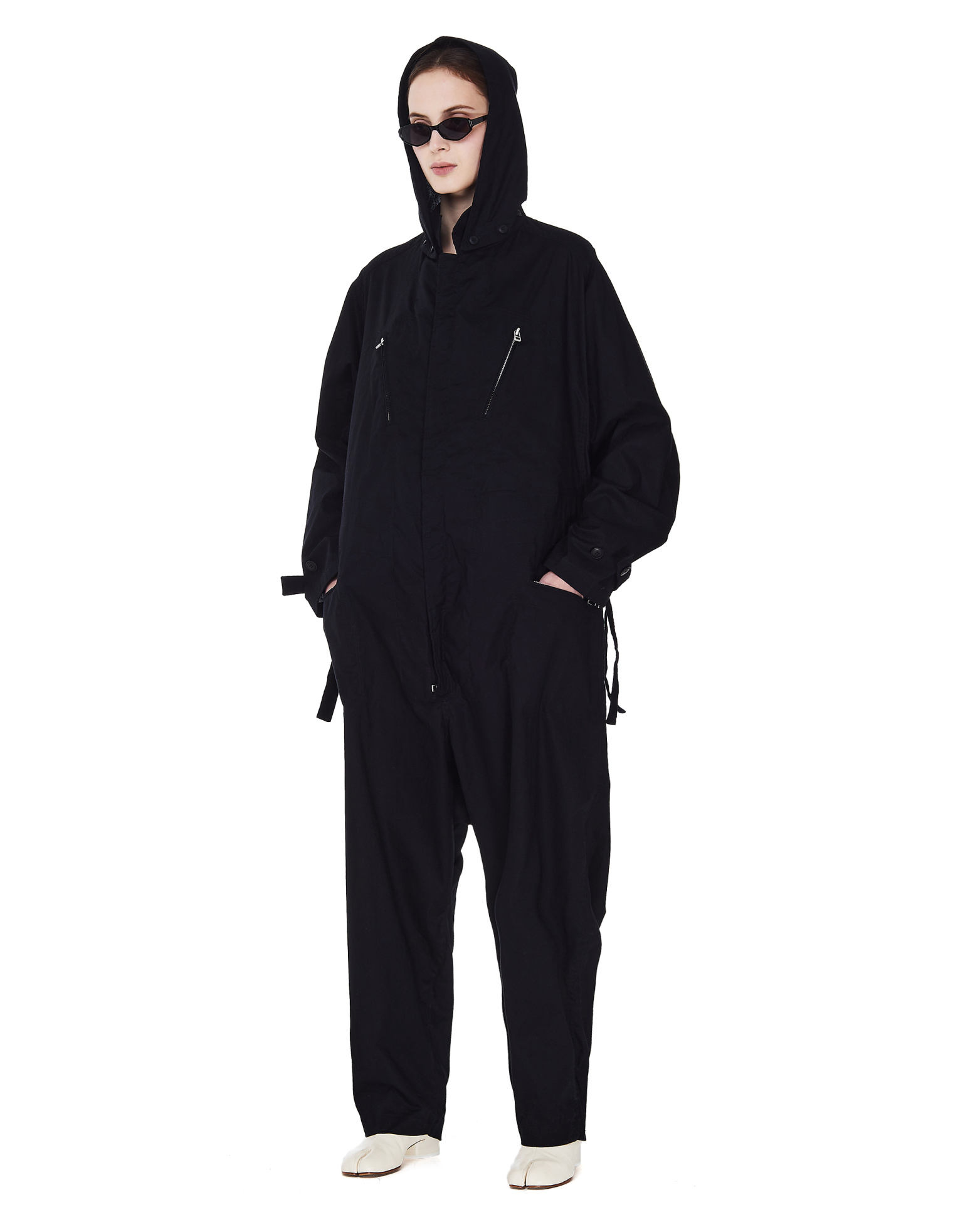 Yohji Yamamoto Black Cotton Hooded Jumpsuit