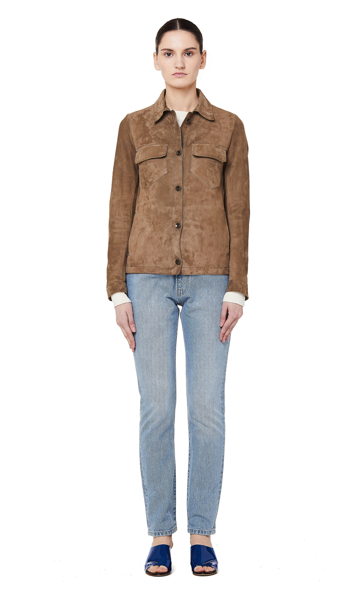 Salvatore Santoro Beige Suede Shirt Jacket