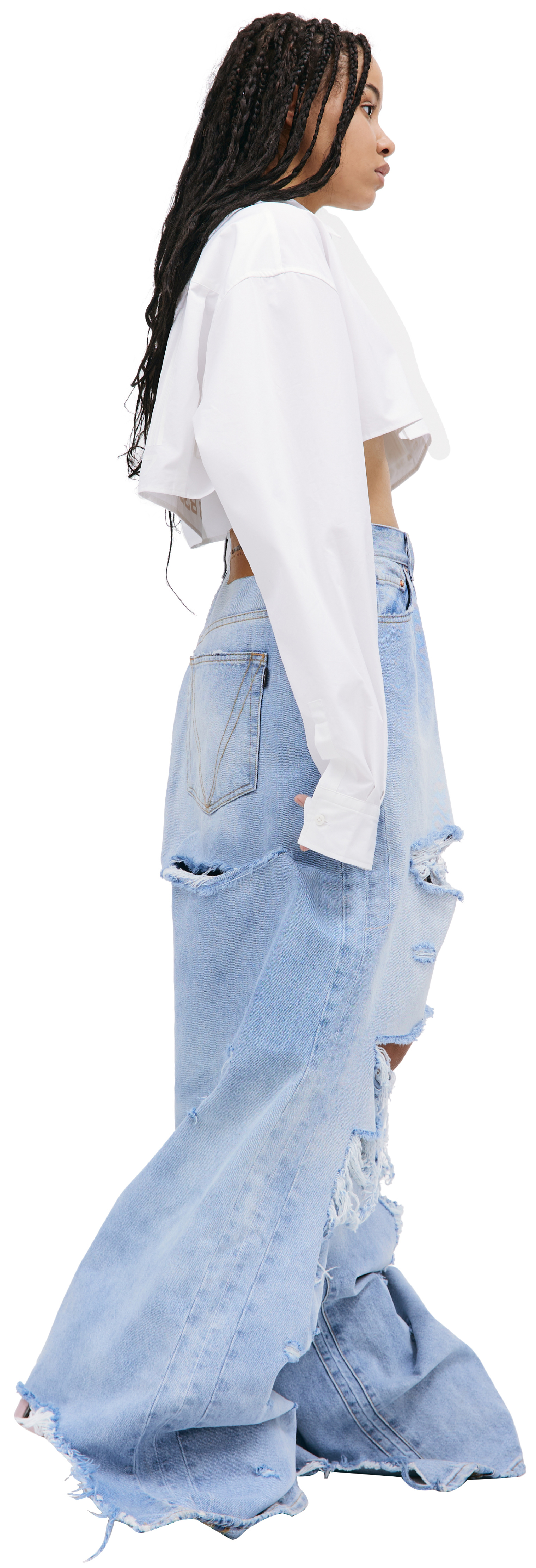 VETEMENTS Широкие раваные джинсы