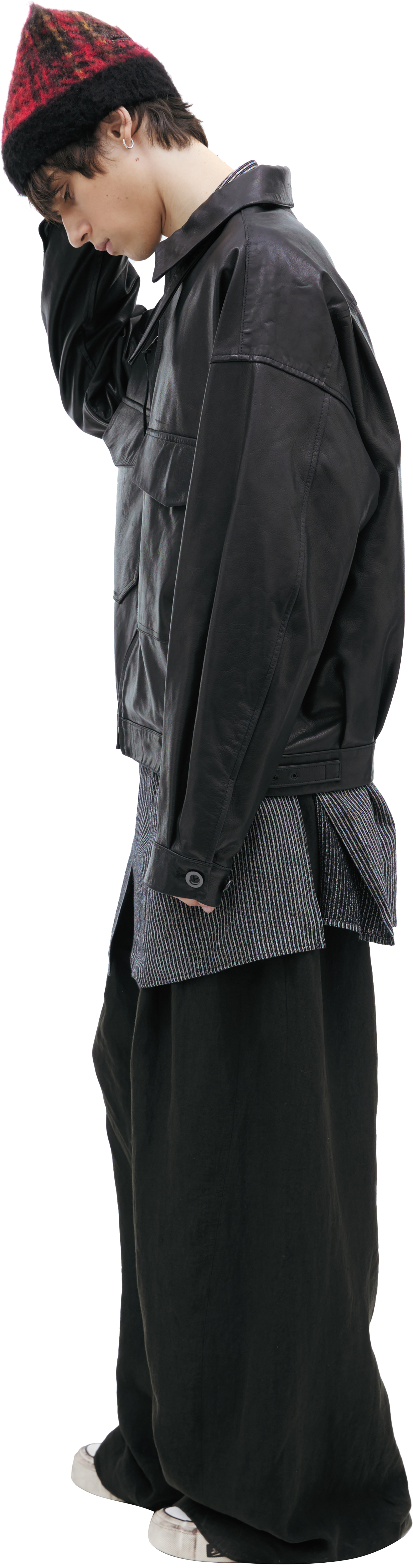 The Viridi-Anne Leather jacket with patch pockets