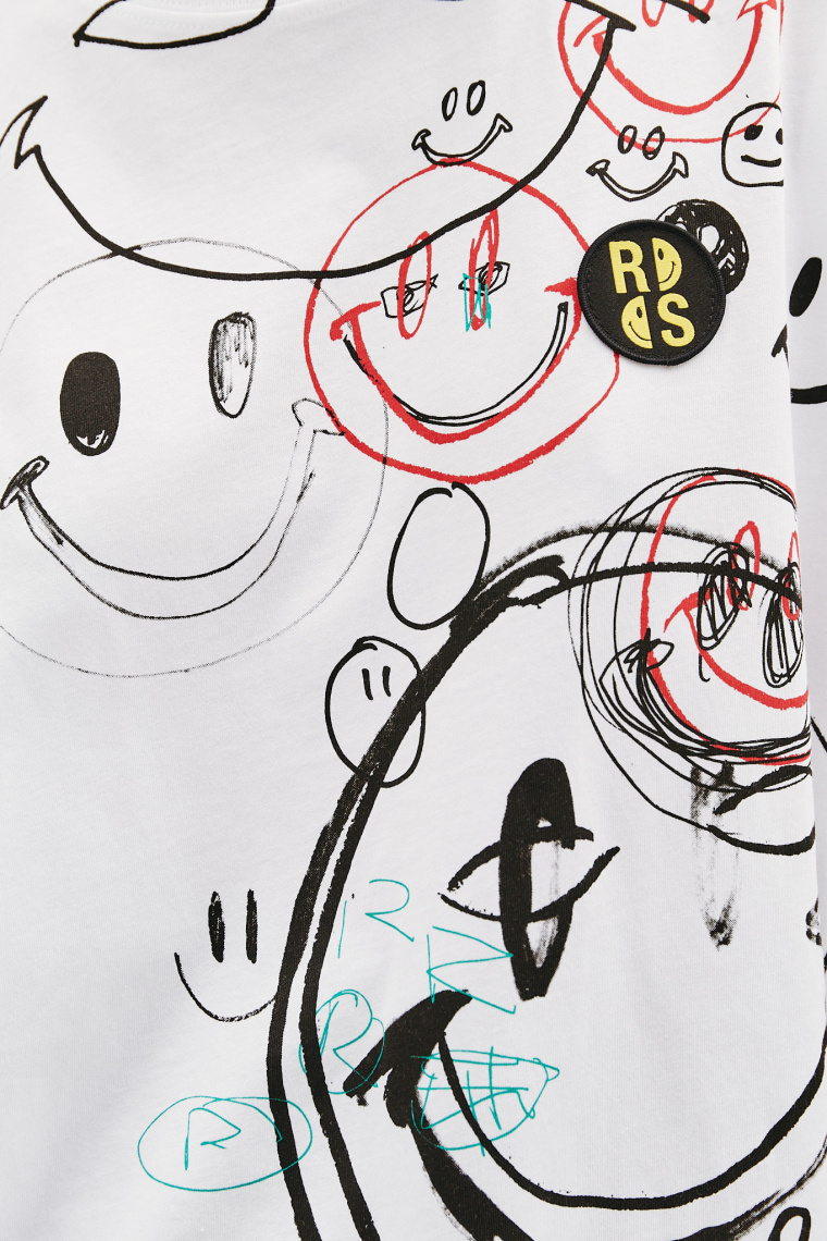 Raf Simons Raf Simons x Smiley Oversized Drawing Print T-Shirt