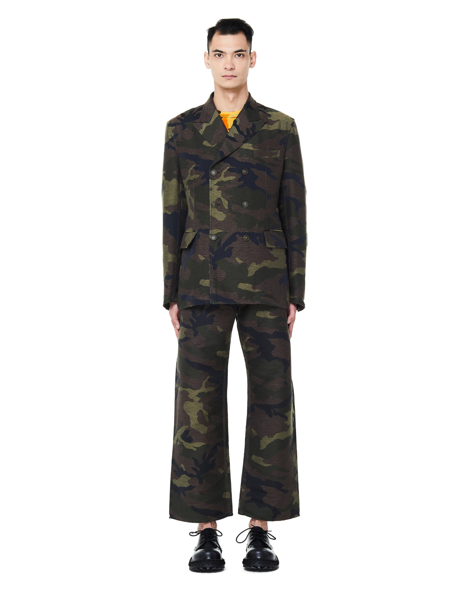 Junya Watanabe Double Breasted Jacquard Camo Jacket