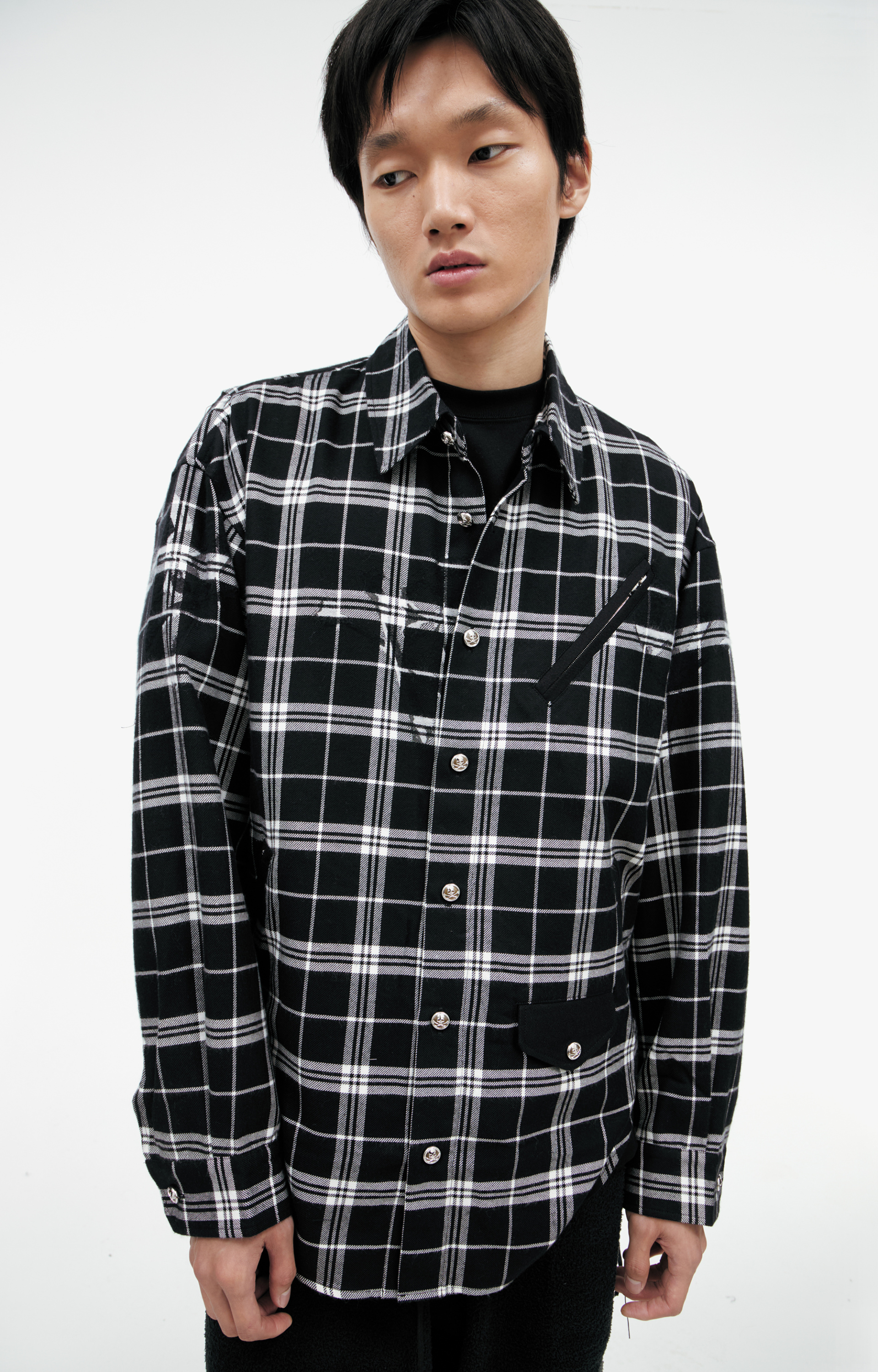 Mastermind WORLD Patch pocket plaid shirt