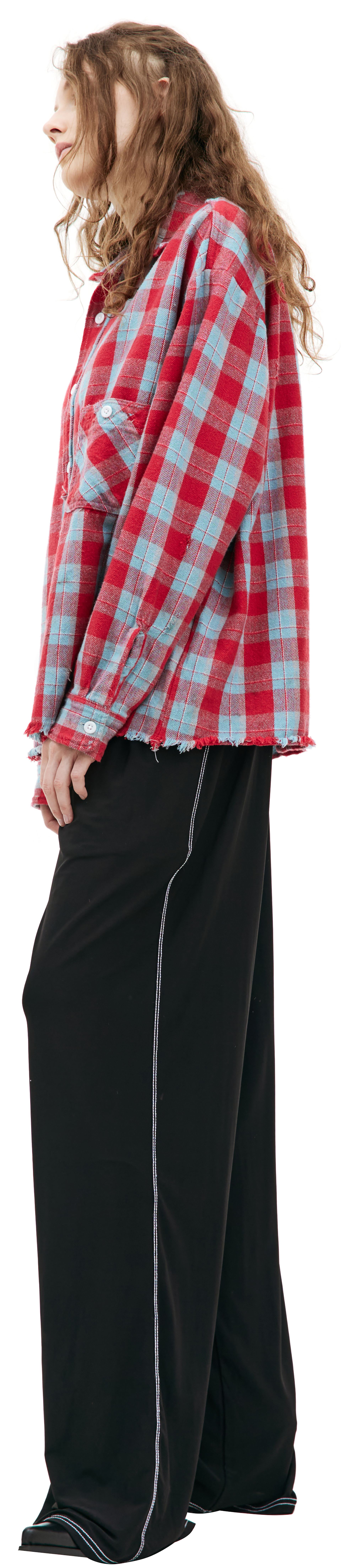 Saint Mxxxxxx Ripped plaid shirt