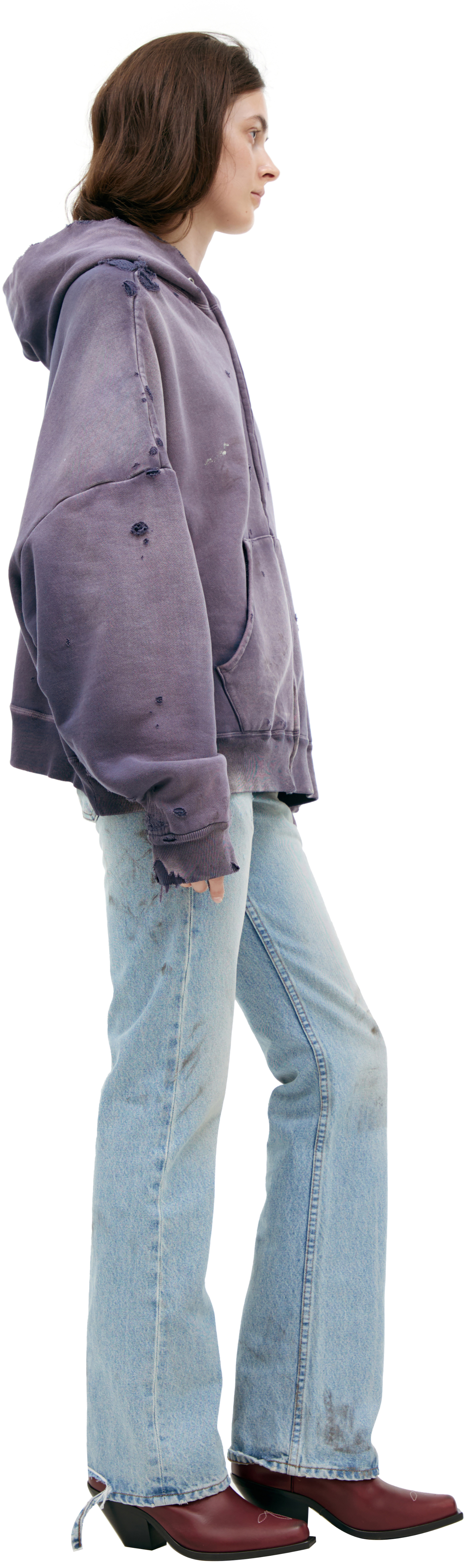 Saint Mxxxxxx Ripped hoodie with zipper