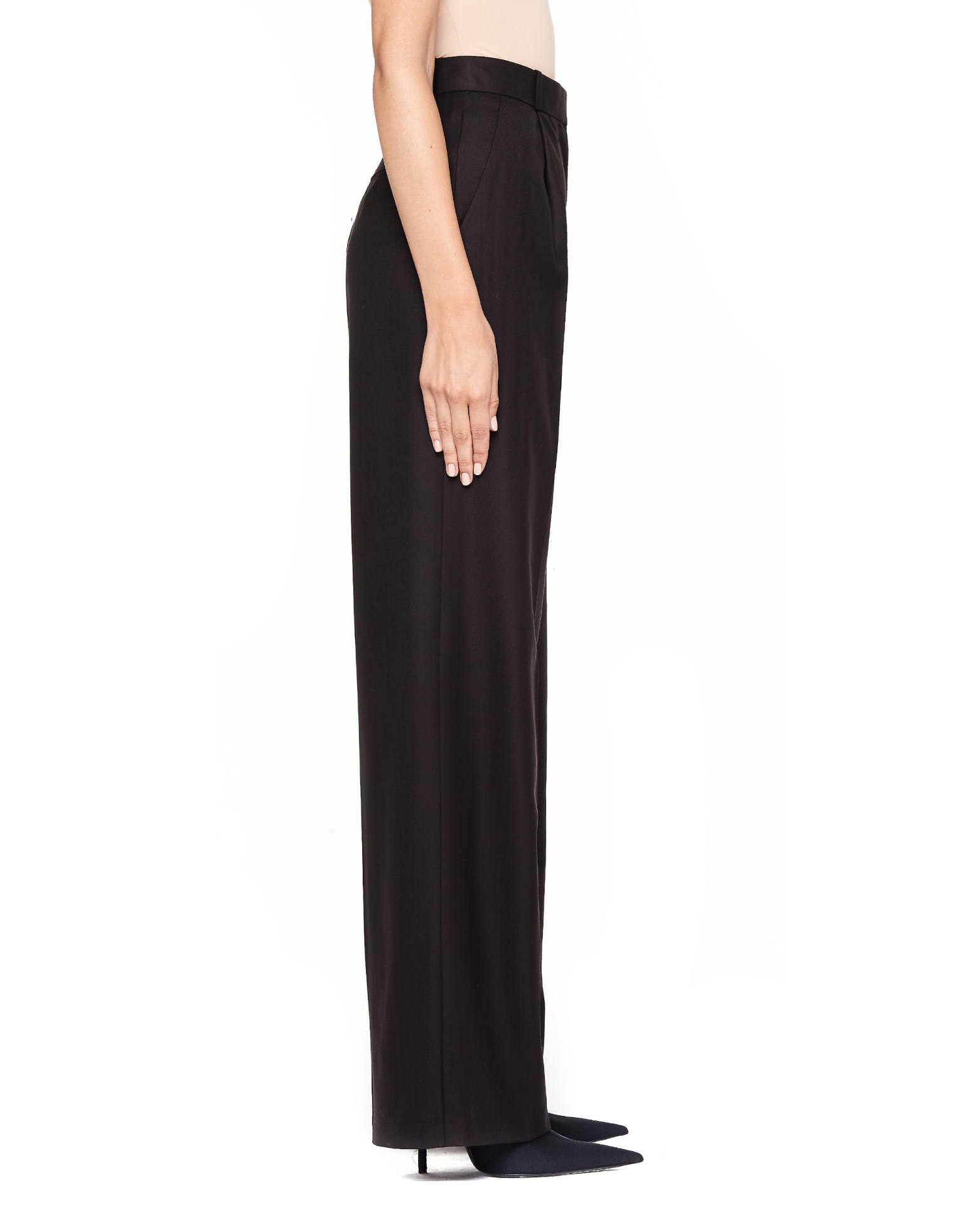 The Row Elin Wide-Leg Brown Wool Pants