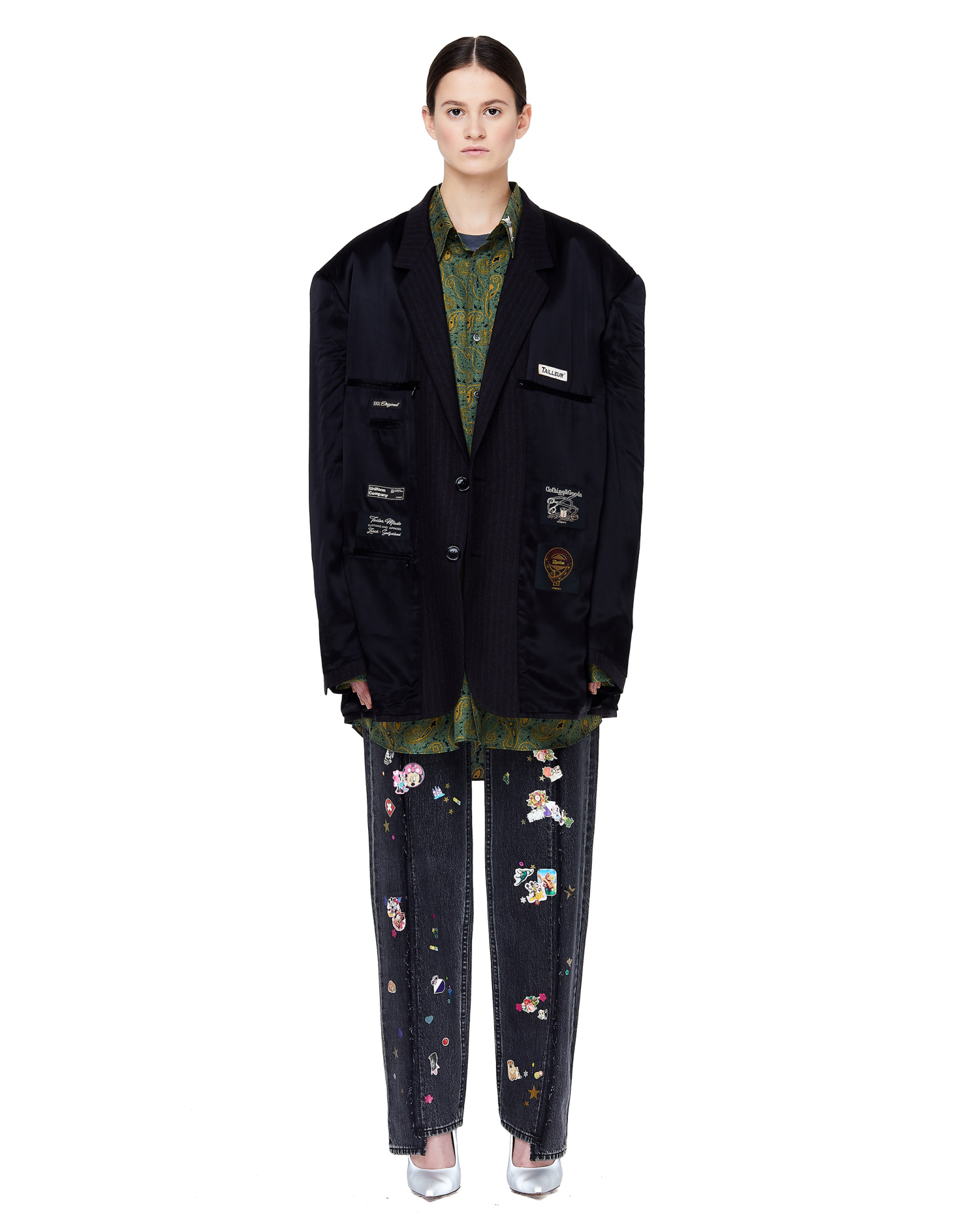 VETEMENTS Черные джинсы со стикерами