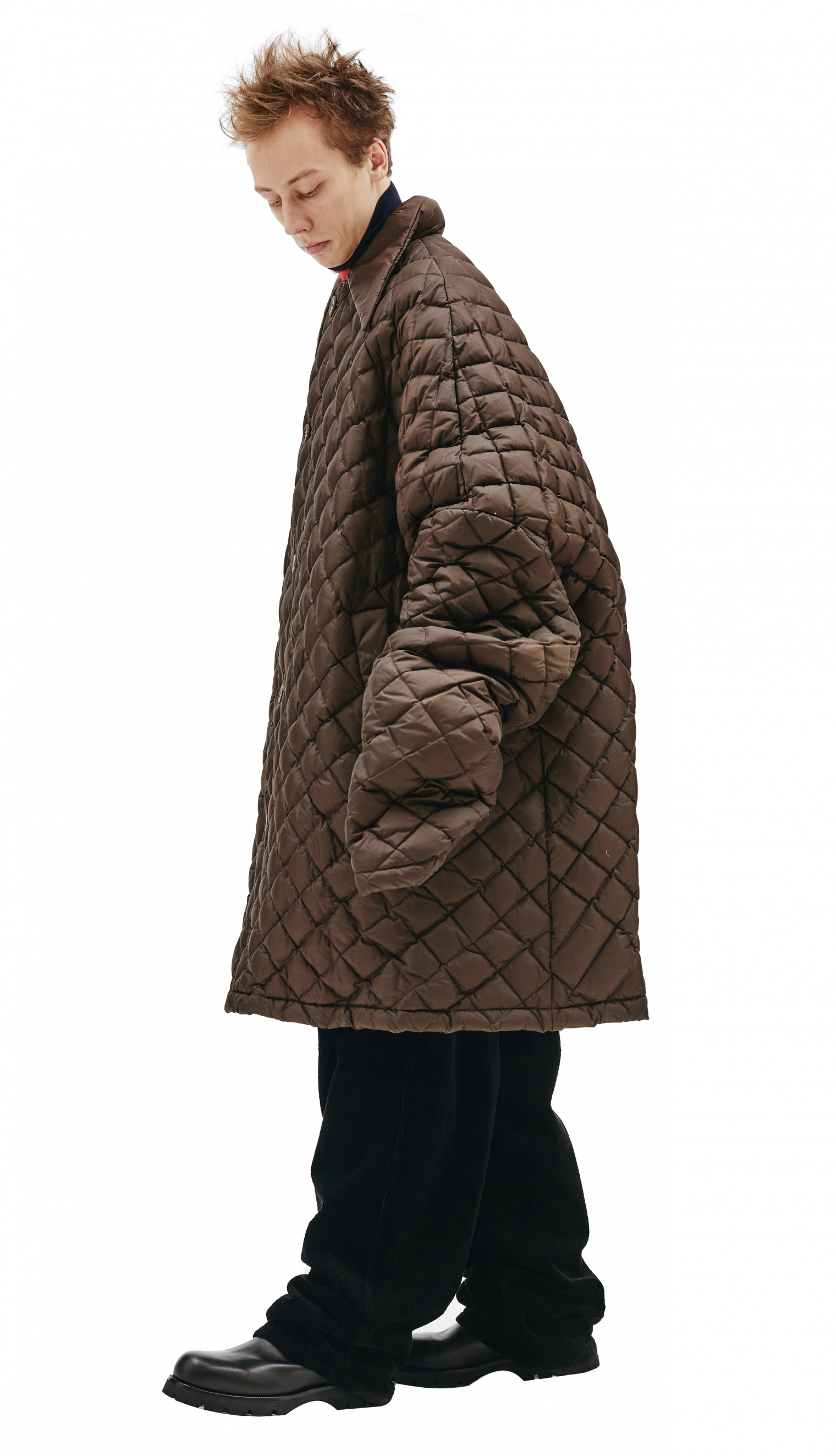 Buy Raf Simons men oversized quilted jacket in brown for $4,915