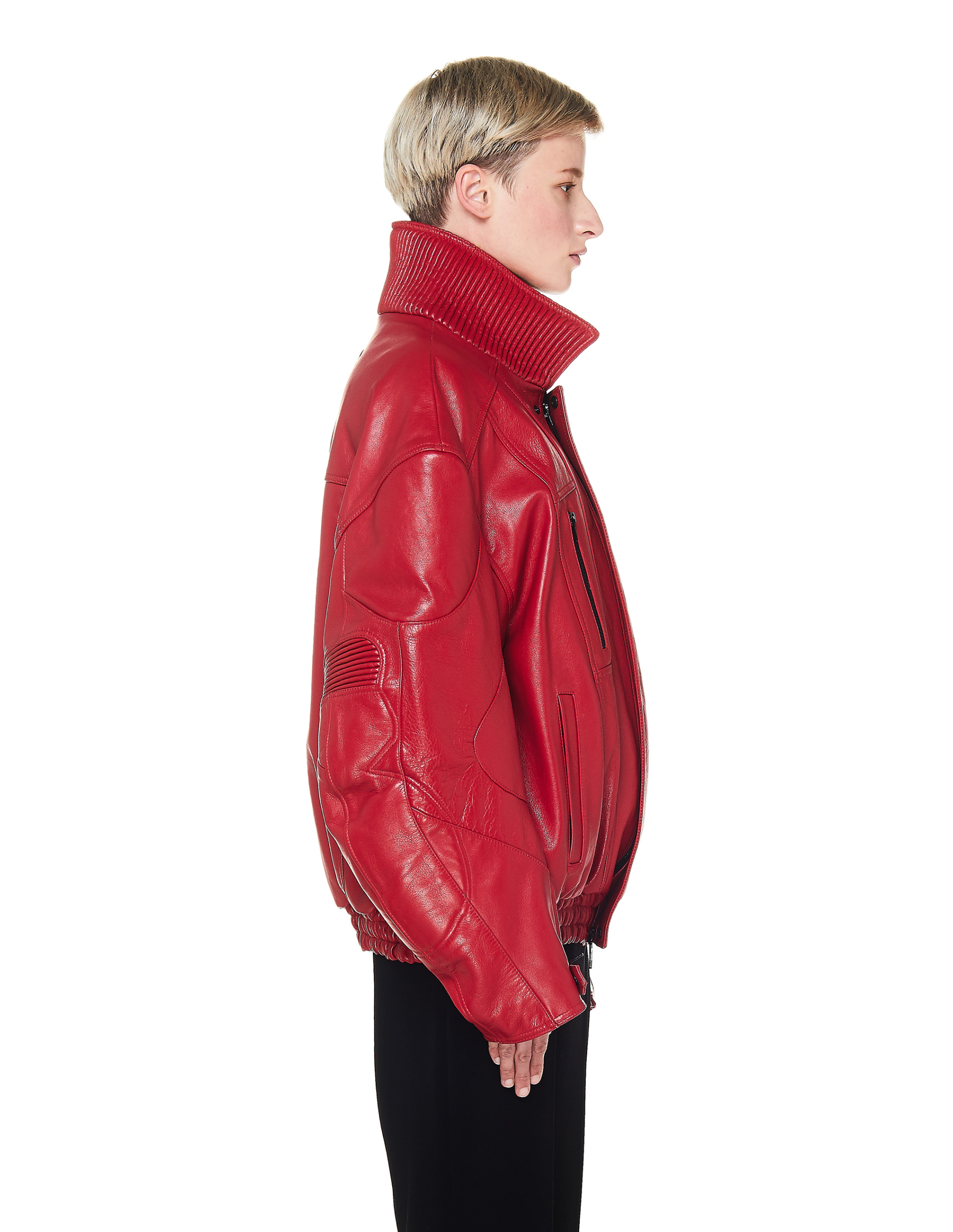 Balenciaga Red Leather BB Biker Jacket