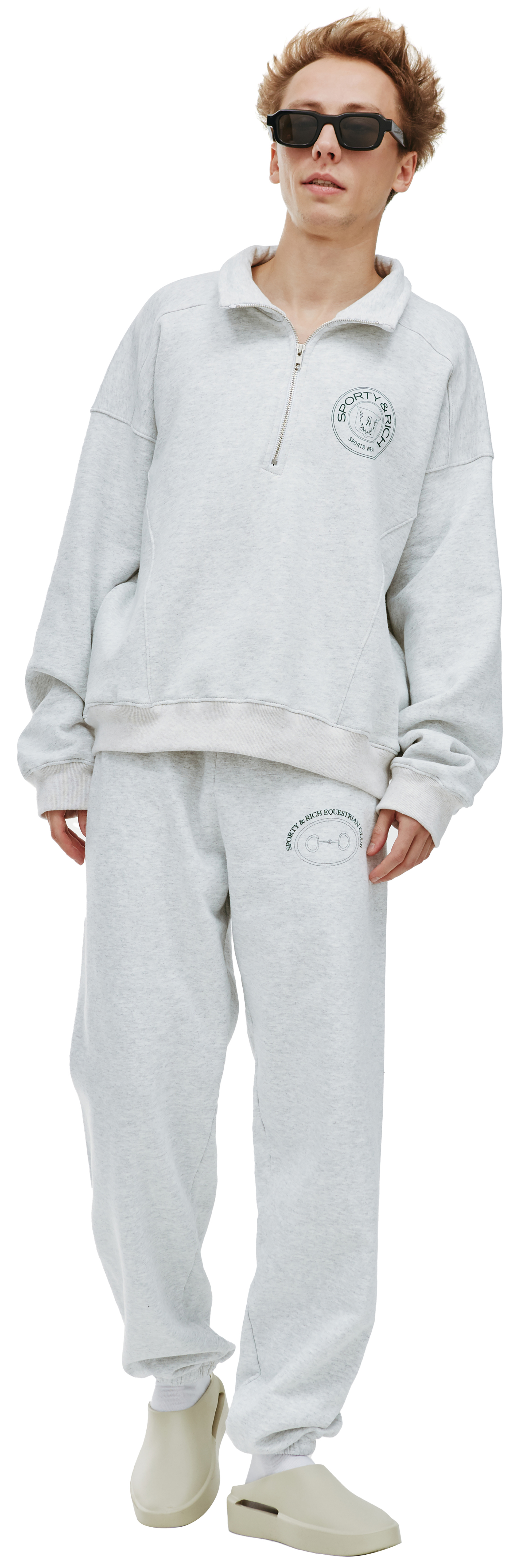 SPORTY & RICH Connecticut Crest Zipped Sweatshirt