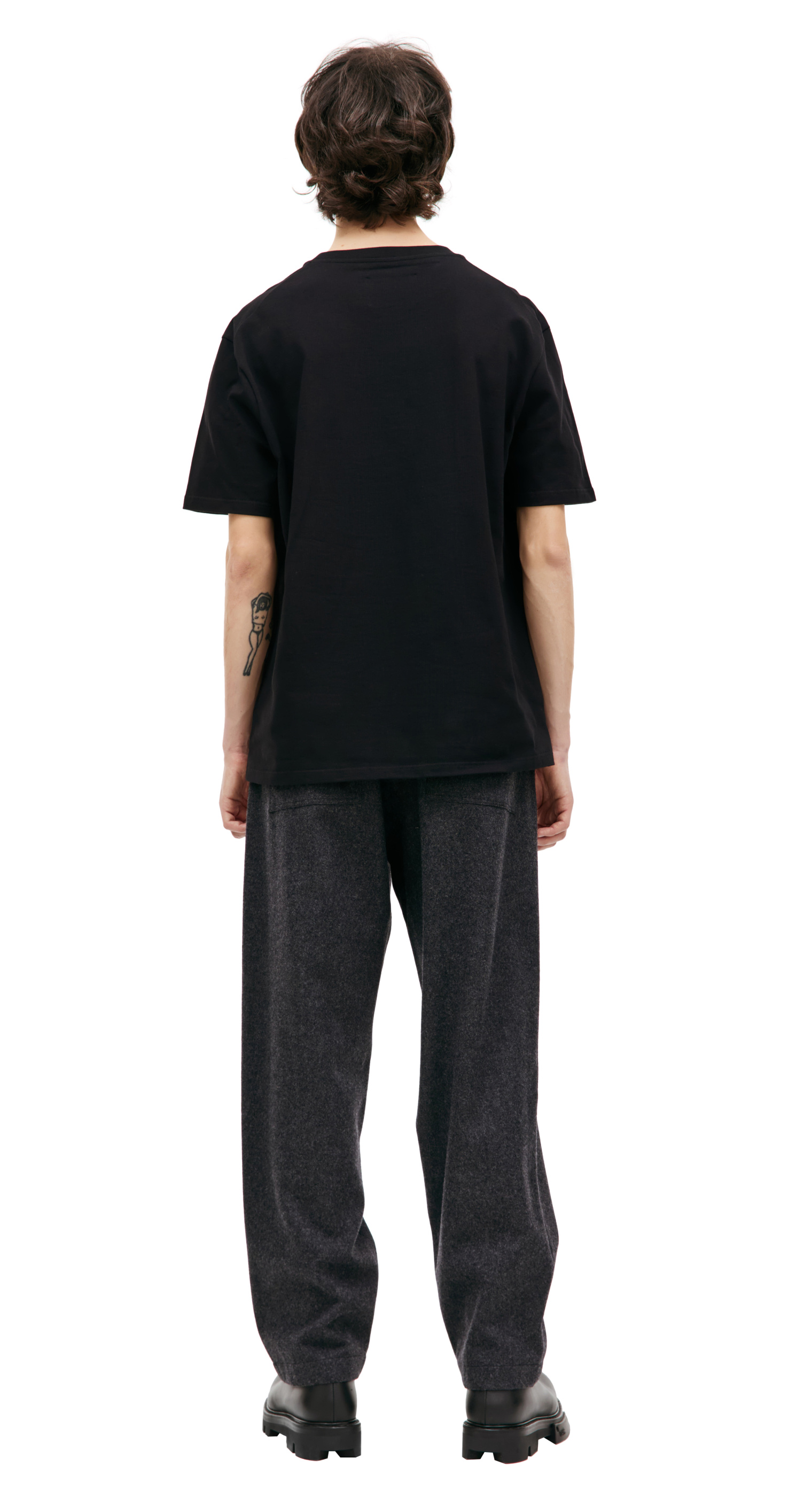 Jil Sander Черная футболка с вышивкой