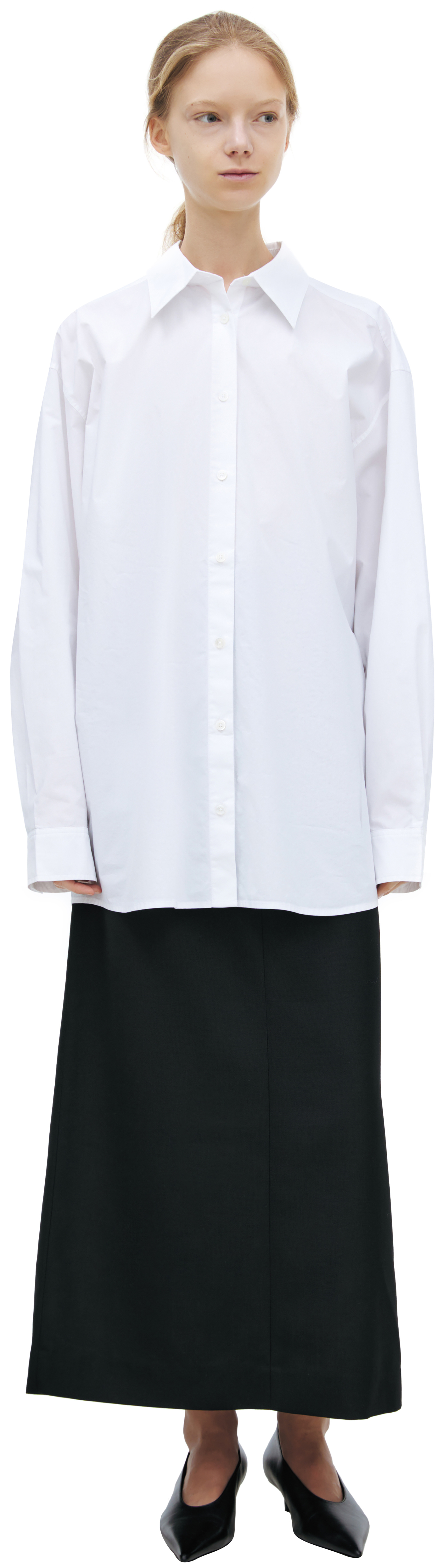 TOTEME Блузка-252-WRT0480-FB0415 рубашка классическая,пуговицы,острый ворот,белая