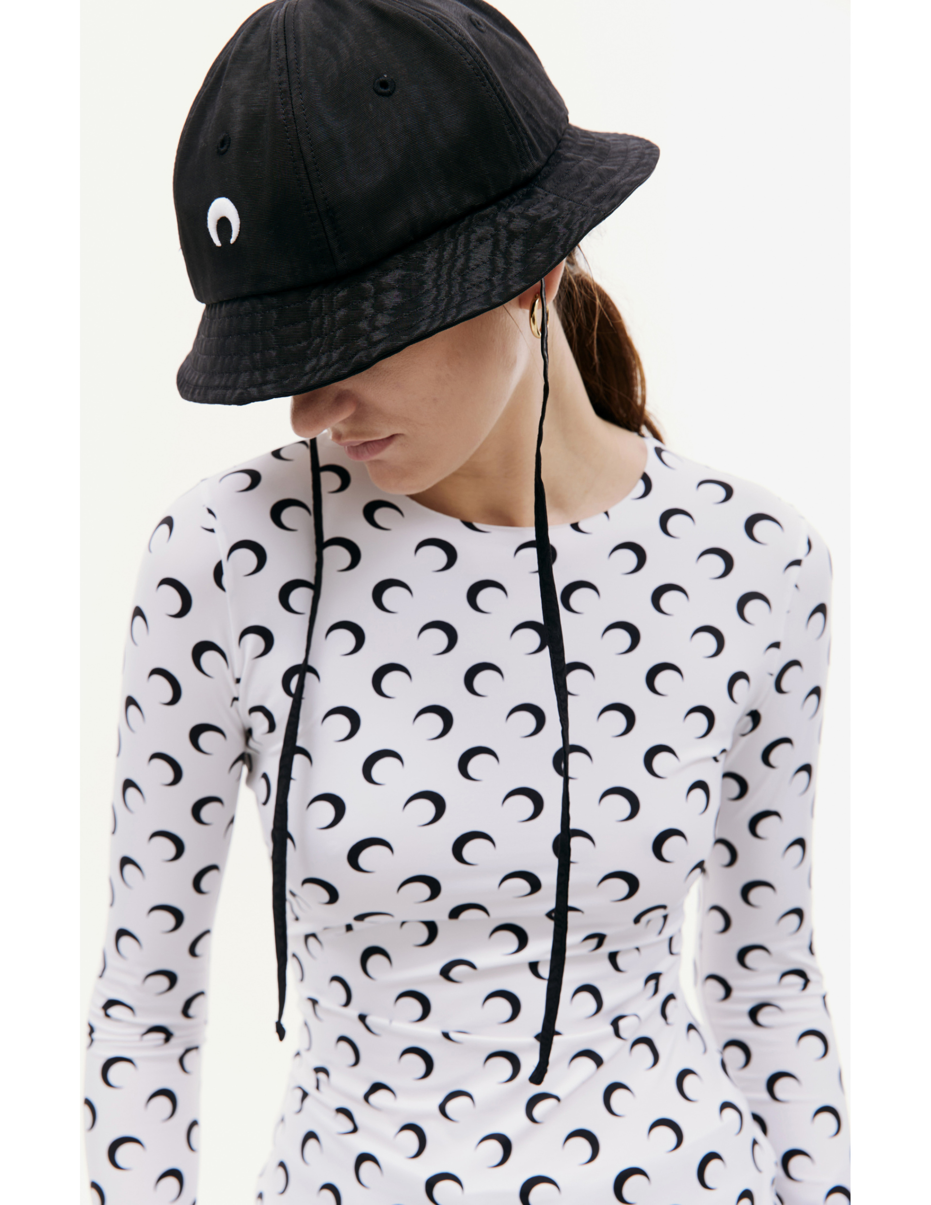 MARINE SERRE Black Bell beach hat